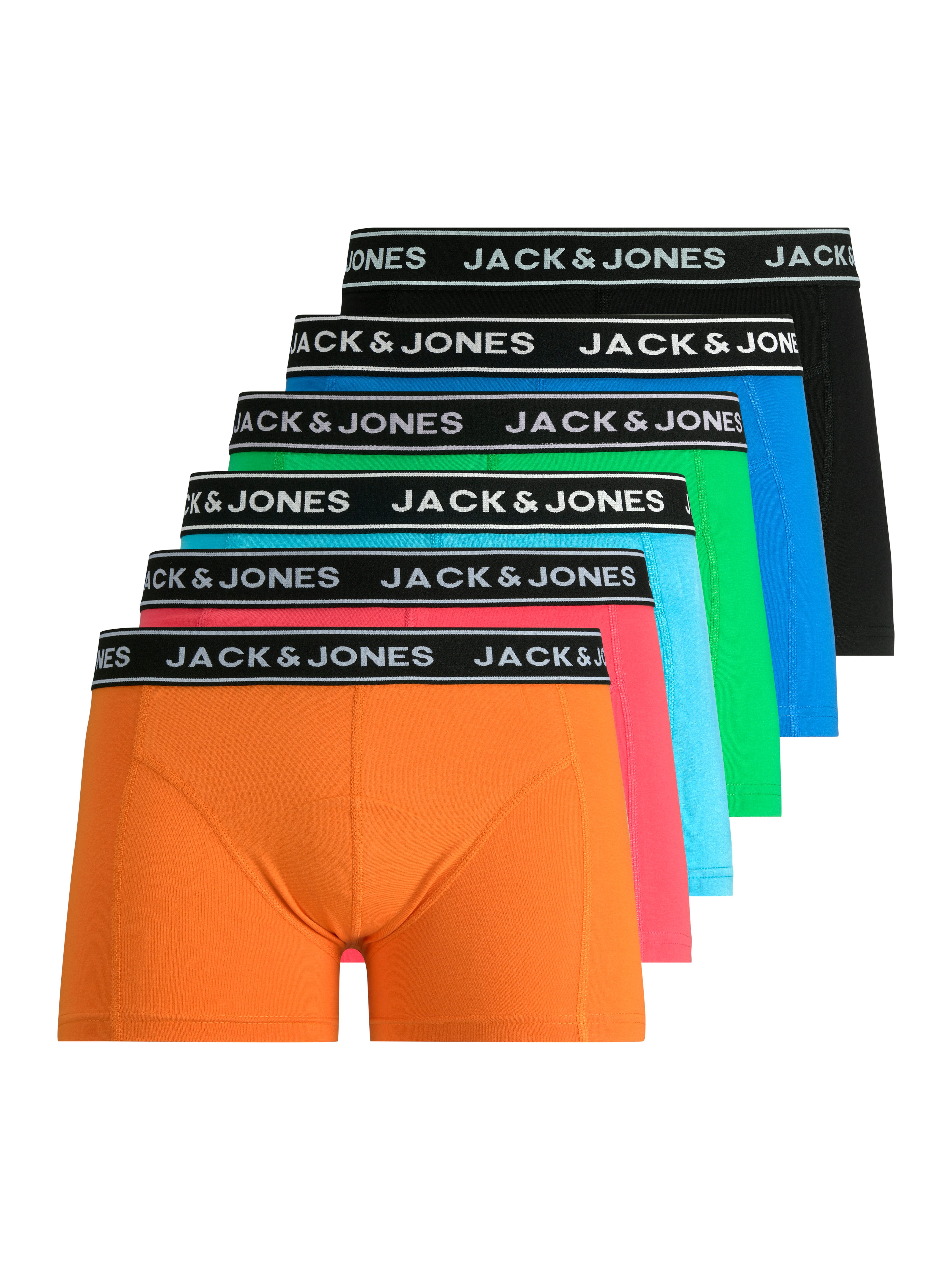 Jack & Jones Trunk JACCRISP im 6er Pack mit Logobund und Stretchkomfort (Packung, 6-St) unifarben mit Farbeinsatz, modisch, eng anliegend, Baumwollmischung