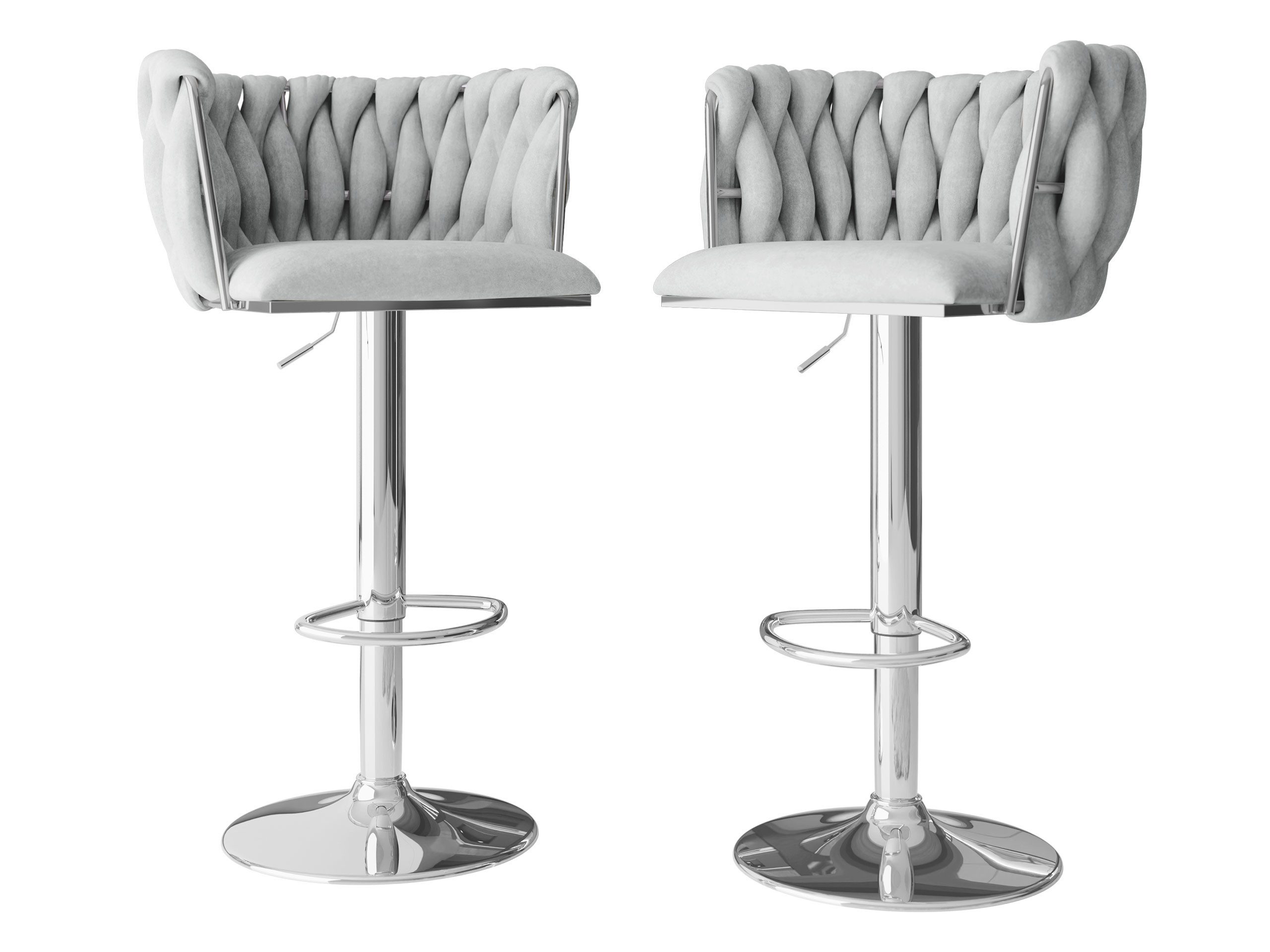 MIRJAN24 Barhocker Muz BS-1142/CM (2er-Set), Regulierbare Sitzhöhe, Verchromte Metallbeine