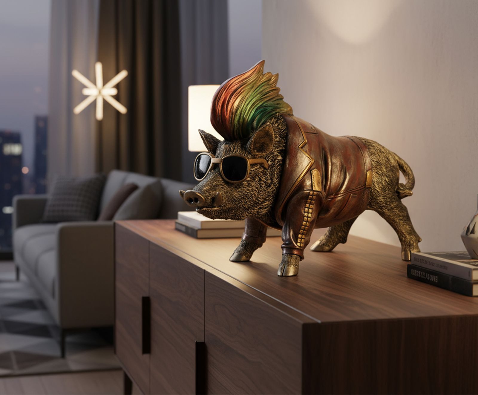 formano Dekofigur Cooles Wildschwein 32x24cm Handbemalte Tierfigur aus Polyresin