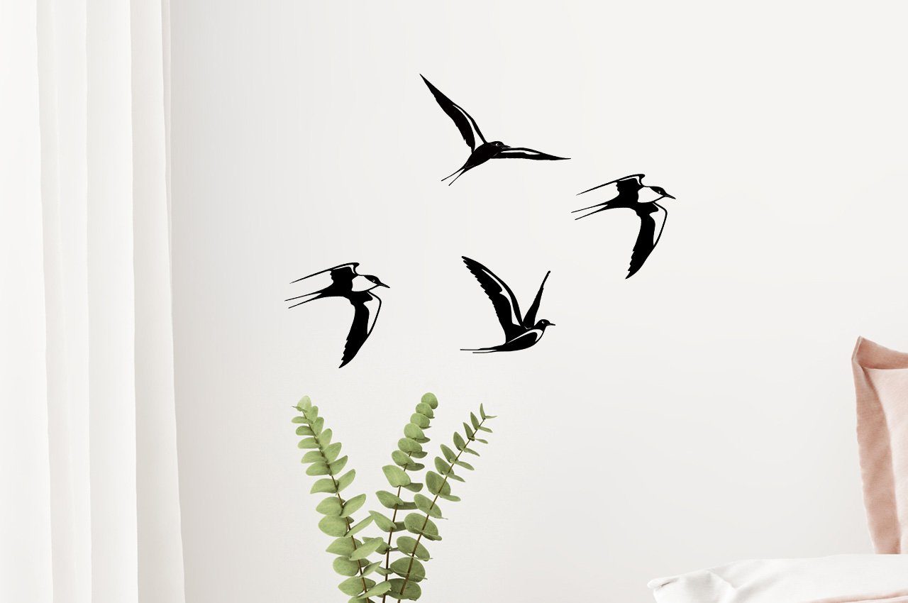 ILLUMINO Wanddekoobjekt »Metall Wanddeko Kunst Flussseeschwalbe 4er Set für  Wohnung und Garten Vogel Gartendeko Wohn Wand Deko« online kaufen | OTTO