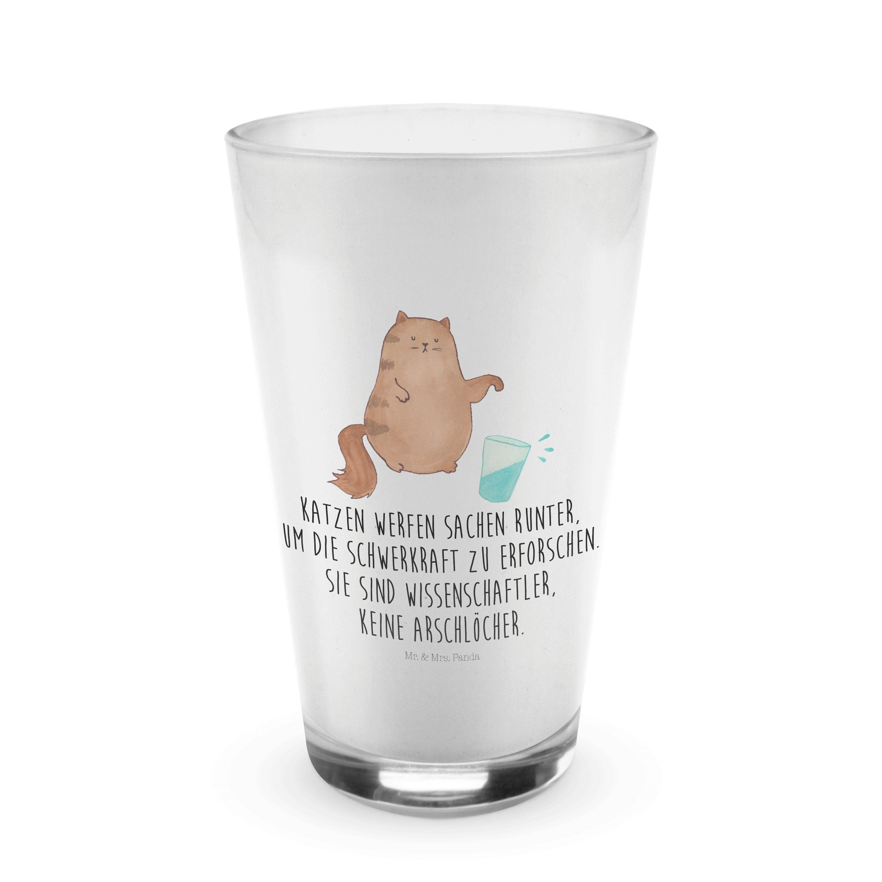 Mr. & Mrs. Panda Glas Katze Wasserglas - Transparent - Geschenk, Miau, Katzenartikel, Latt, Premium Glas