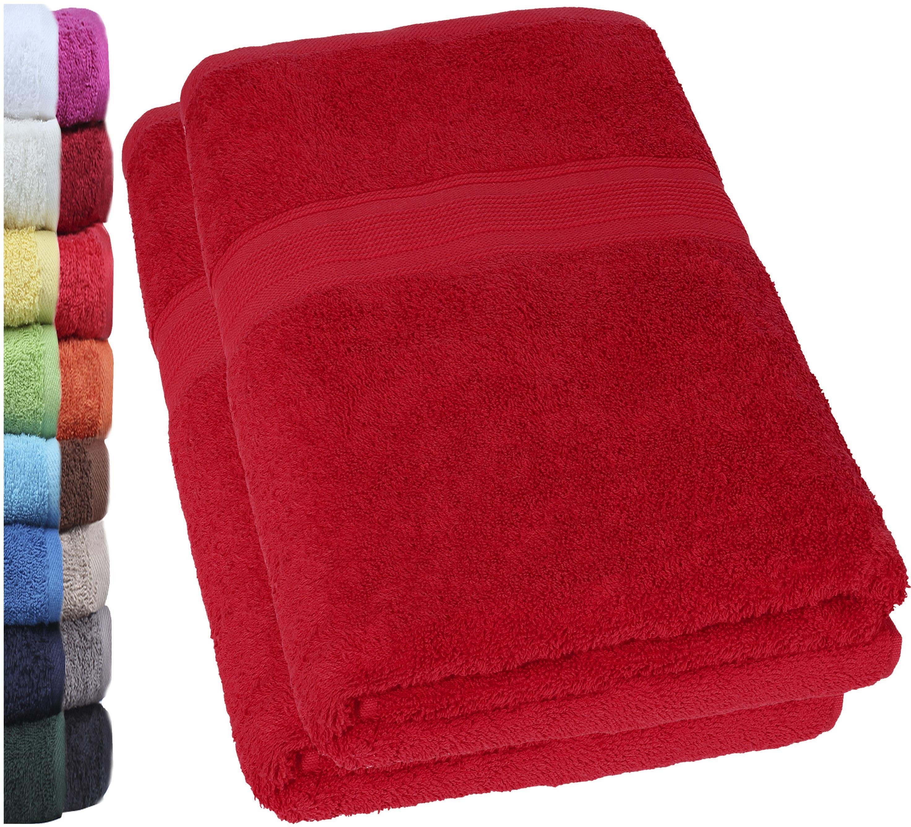 BADETUCH, Baumwolle Premium 100% Badetuch 500gsm, Badetuch NatureMark 100x150cm, Qualität, rot Bade-Handtuch, Bordeaux (2-St),