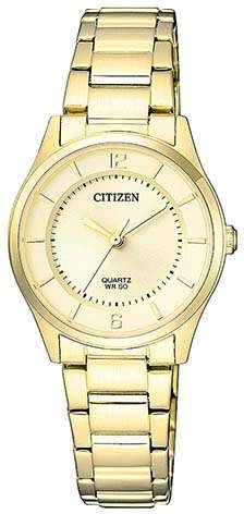 Citizen Quarzuhr ER0203-85P, Goldfarbenes Edelstahlgehäuse, mm ca. IP-beschichtet, Ø 27