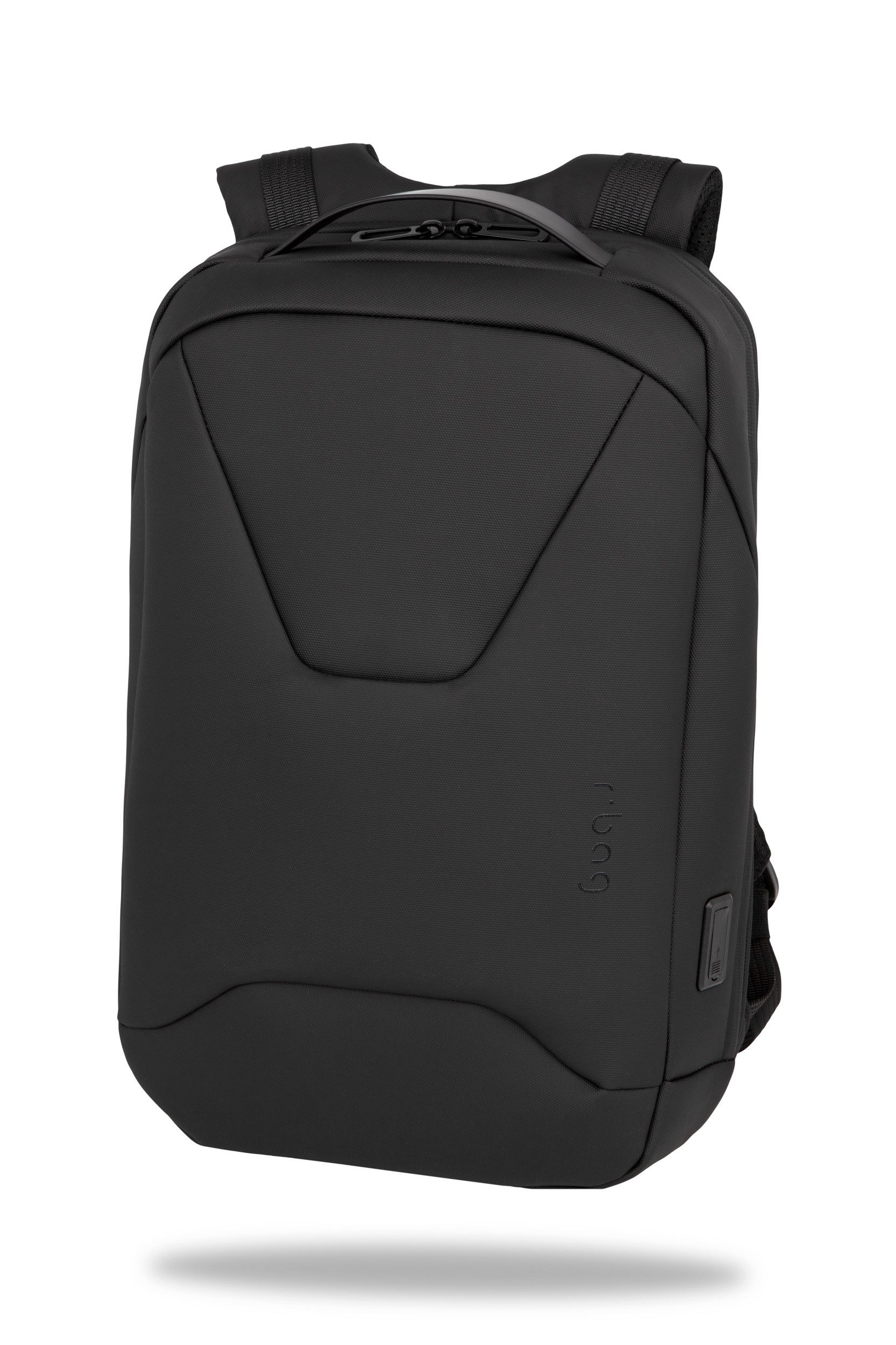 r-bag Schulranzen Rucksack FASTER Schwarz (1 Stück), USB-Port, Reisetasche, Freizeitrucksack