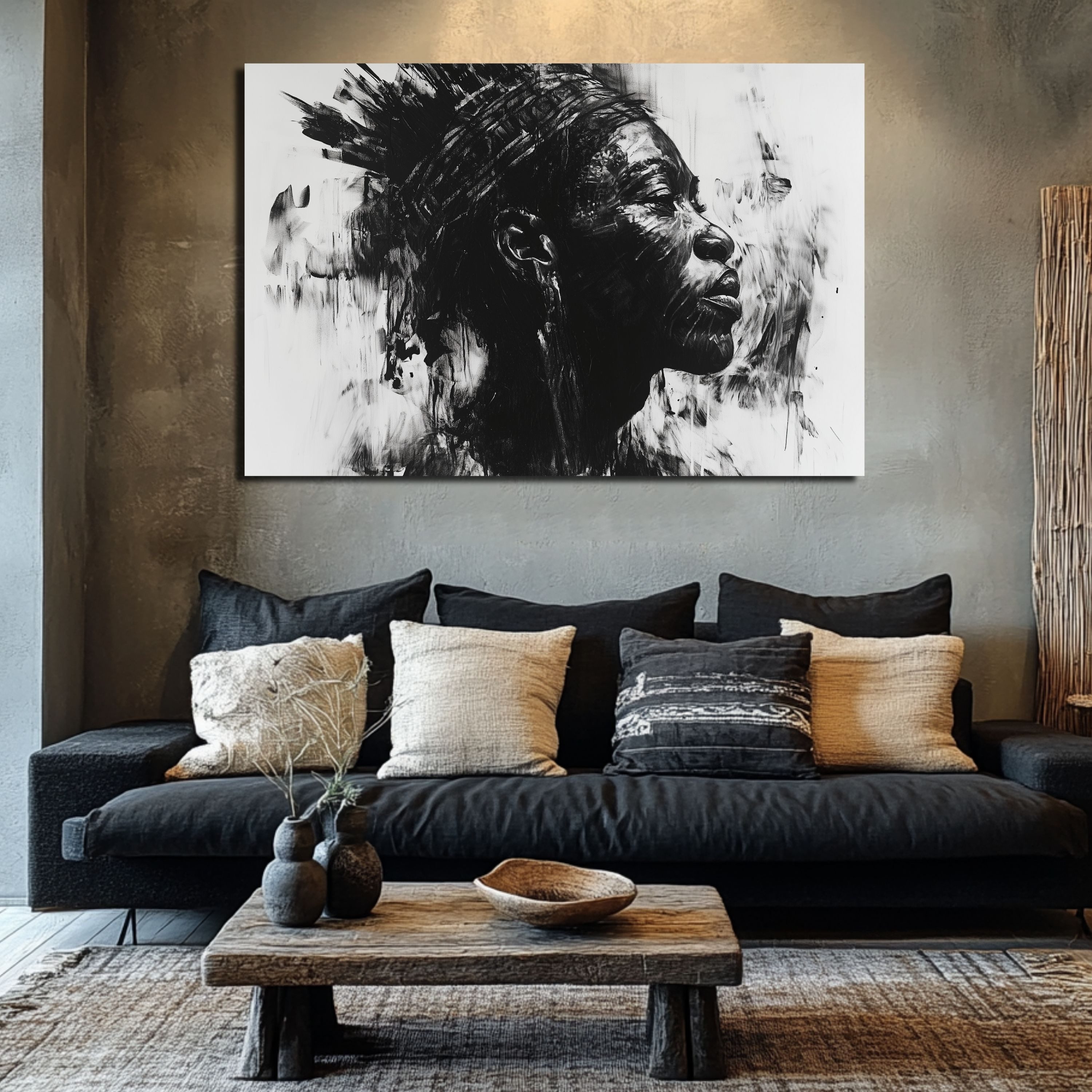 DARO Design Leinwandbild Modern Abstrakt Wandbilder XXL Wandbild Wand Deko Leinwand Bilder, (afrikanischer Mann - Bild groß Wohnzimmer Schlafzimmer Küche Esszimmer Einteilig Querformat Fotodruck Leinwände Wanddeko Abstrakte Kunst Boho), 30x20cm