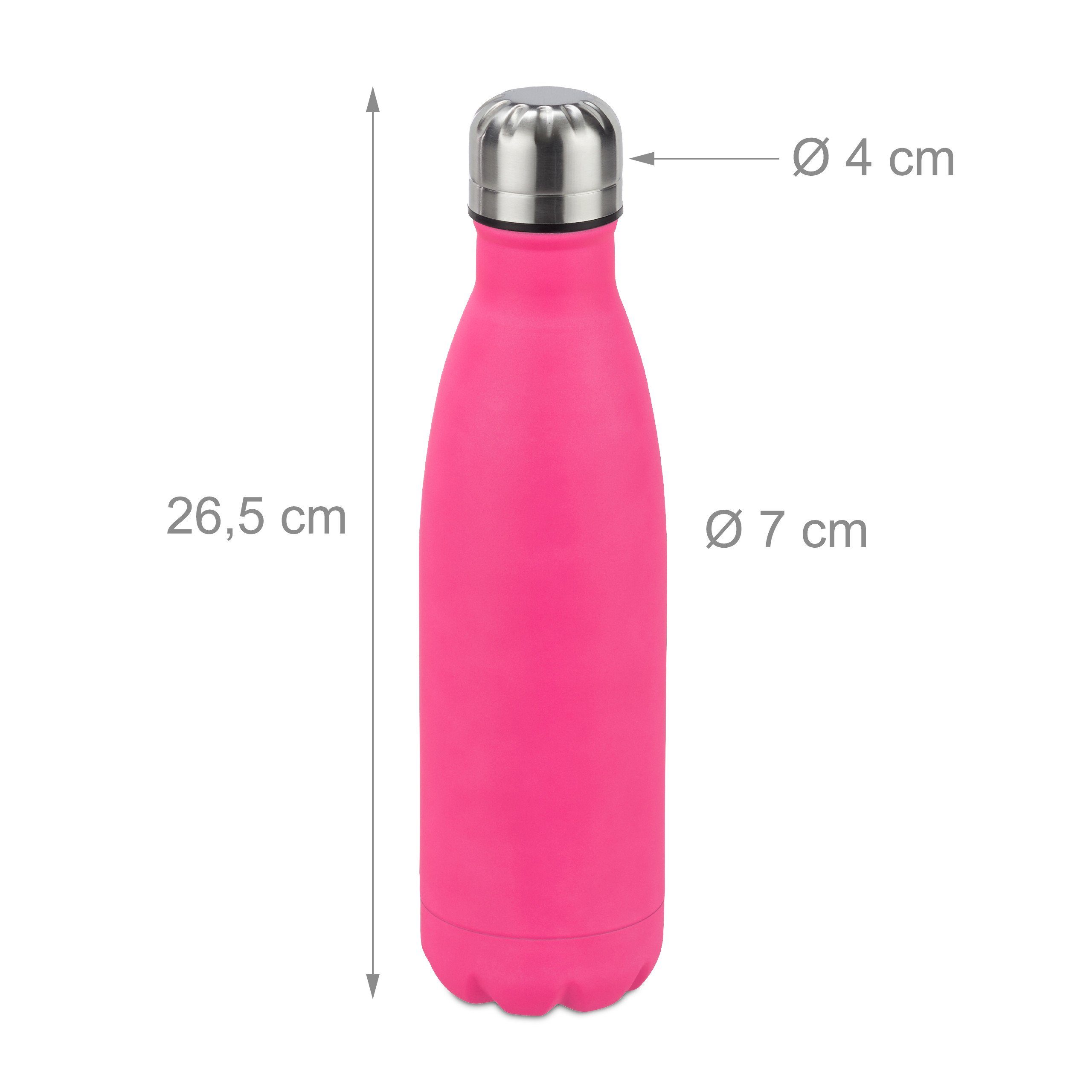 Pink Pink Trinkflasche Isolierflasche Silber relaxdays Edelstahl, Schwarz