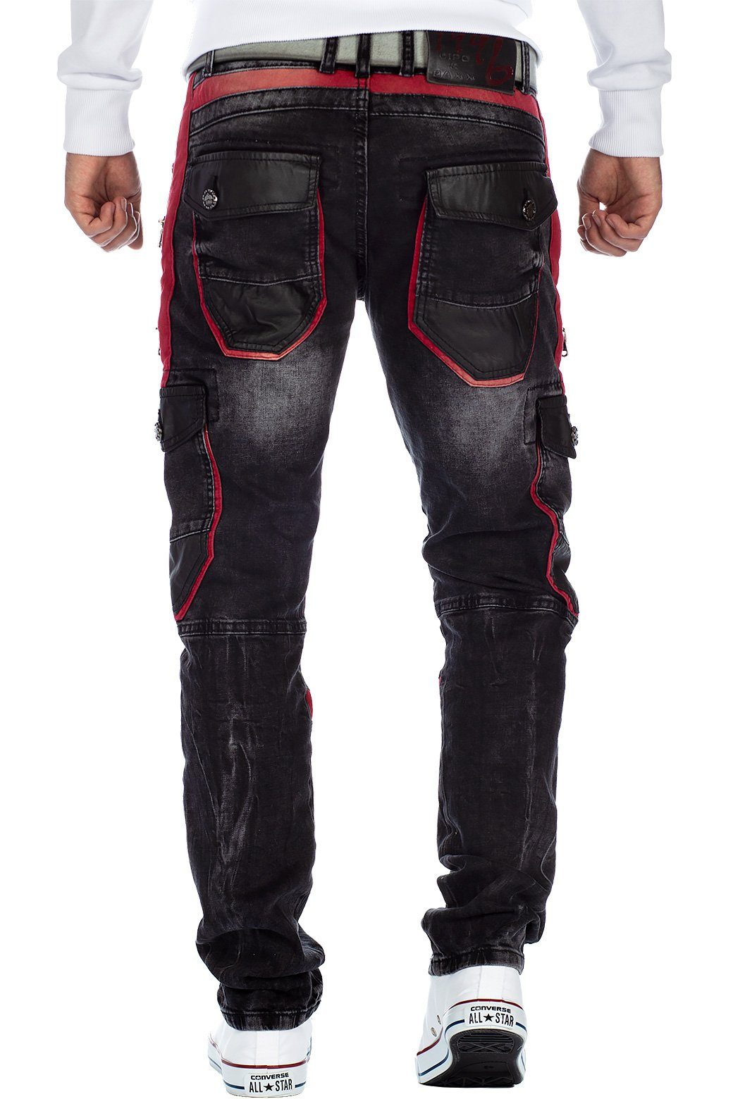 Cipo & Baxx Bikerjeans Herren straight fit Hose Stonewashed BA-CD561 Black günstig online kaufen