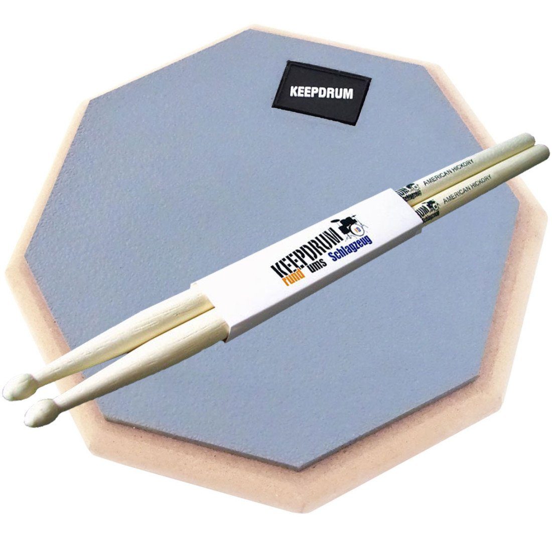 Schlagzeug keepdrum DP-GY8 Practice Pad Grau 8 Zoll mit Sticks