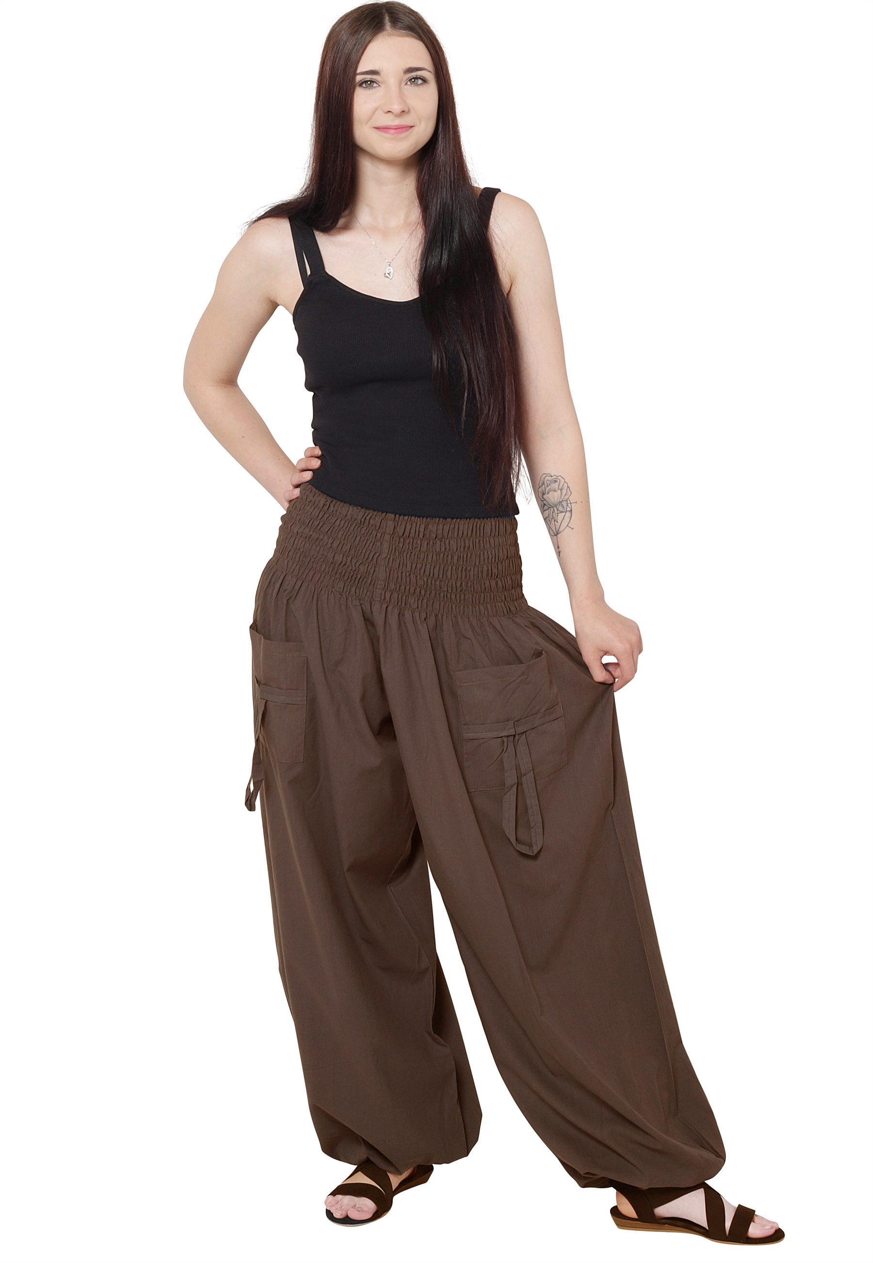 Leucht-Welten Pumphose Pumphose für Damen und Herren mit Taschen Braun für Damen wie Herren