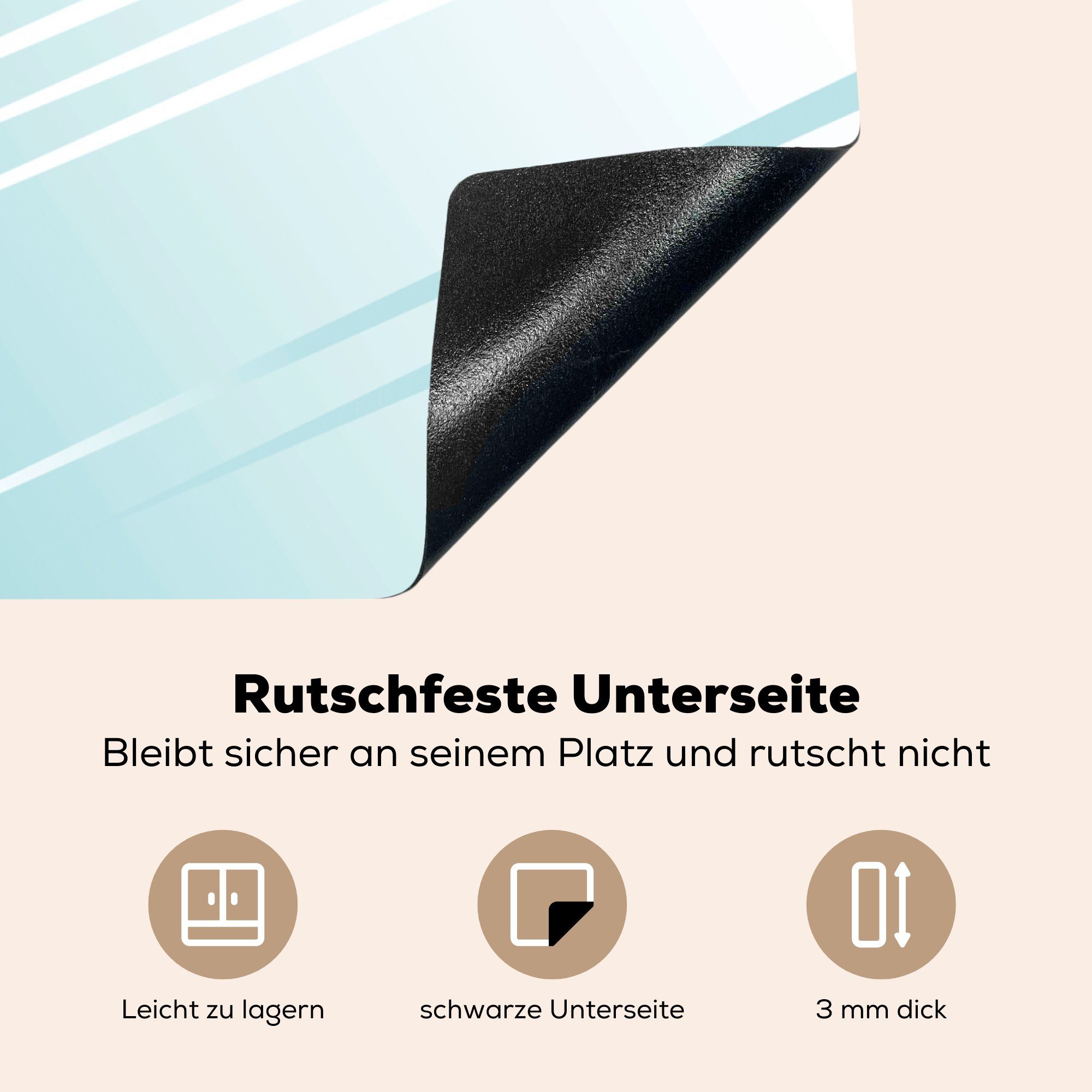 steilen 78x78 tlg), MuchoWow Piste, eines für Arbeitsplatte cm, einer (1 Ceranfeldabdeckung, küche Illustration Vinyl, auf Skifahrers Herdblende-/Abdeckplatte