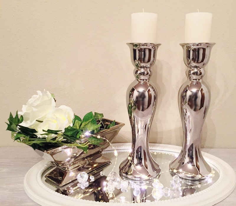 DRULINE Kerzenhalter 2 x 44 cm Kerzenständer Kerzenleuchter Kerzenhalte