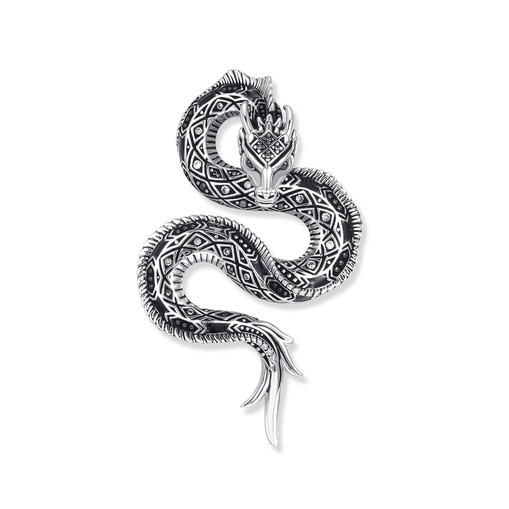 Seinerzeit FLORA & FAUNA Kettenanhänger Drakonis Drachen Anhänger (1-tlg), Material: 925 Sterling Silber, rhodiniert, geschwärzt mit Emaille