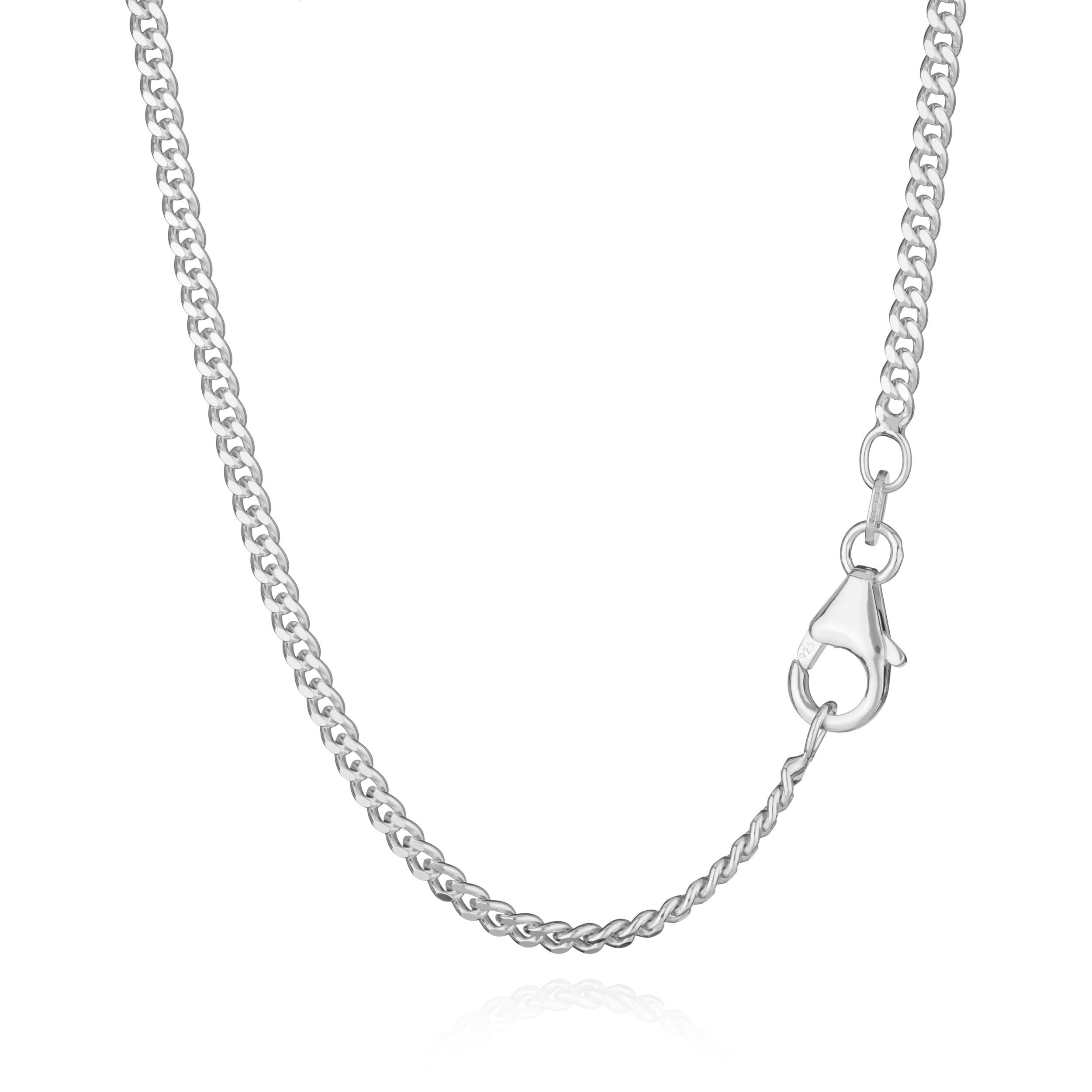 Silberkette 50cm Panzerkette 925 Sterling Silber 2,4mm Breite