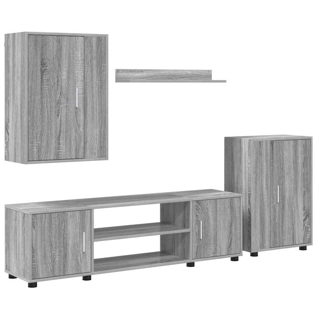 vidaXL TV-Schrank TV-Schrankset Wandmontiert 4 pcs Graues Sonoma Holzwerkst günstig online kaufen
