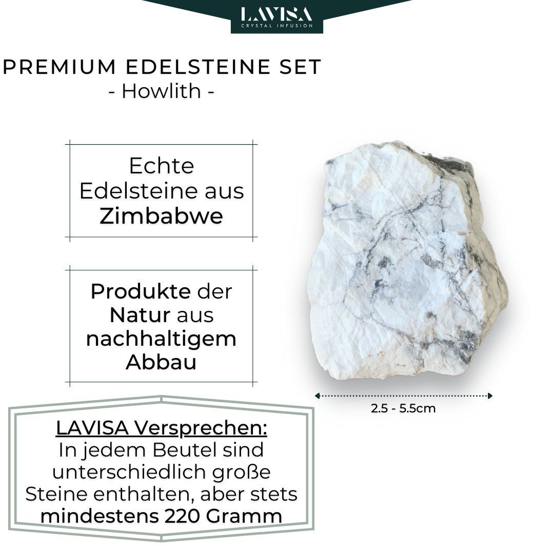LAVISA Edelstein echte Edelsteine, Kristalle, Dekosteine, Howlith Mineralien Natursteine