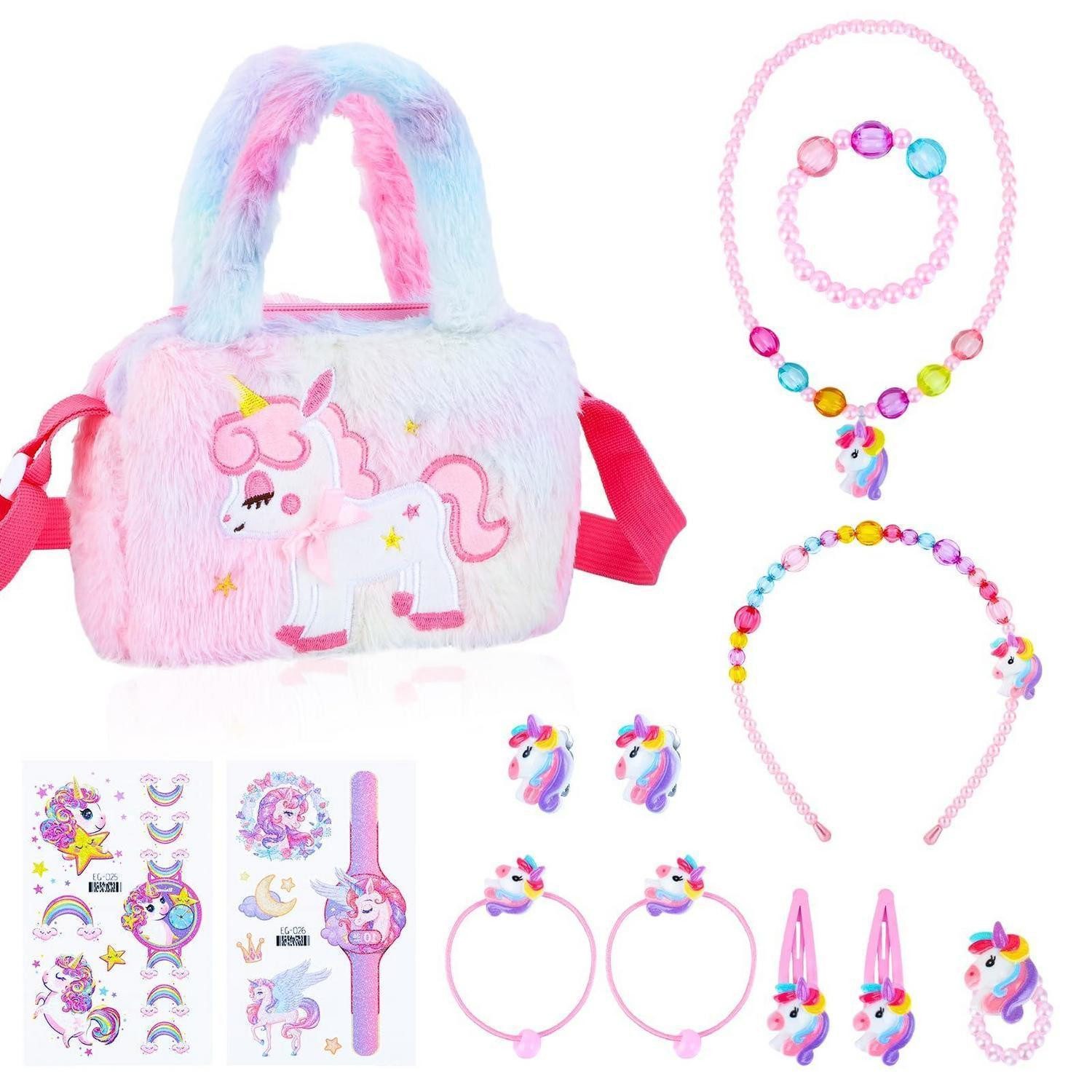LuxusKollektion Schmuckset Einhorn Handtasche Kinderschmuck Set Mädchen rosa