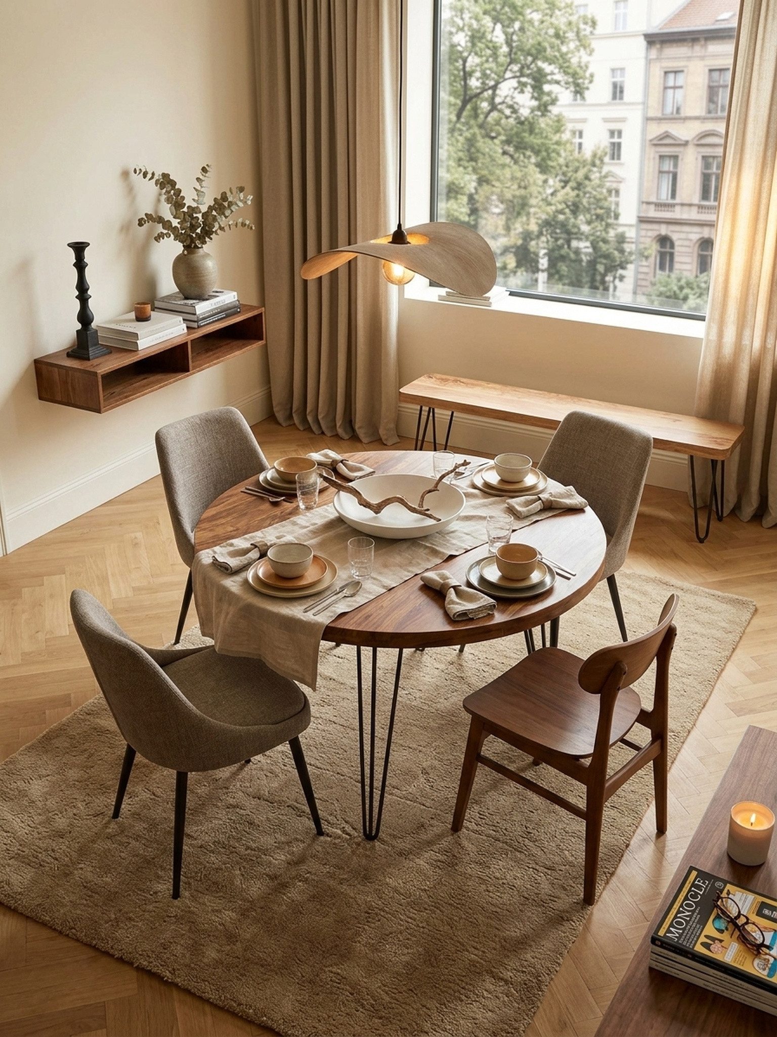 KADIMA DESIGN Esstisch Runder Massivholz-Esszimmertisch, Landhausstil, 120 cm Durchmesser – Bild 3 von 5