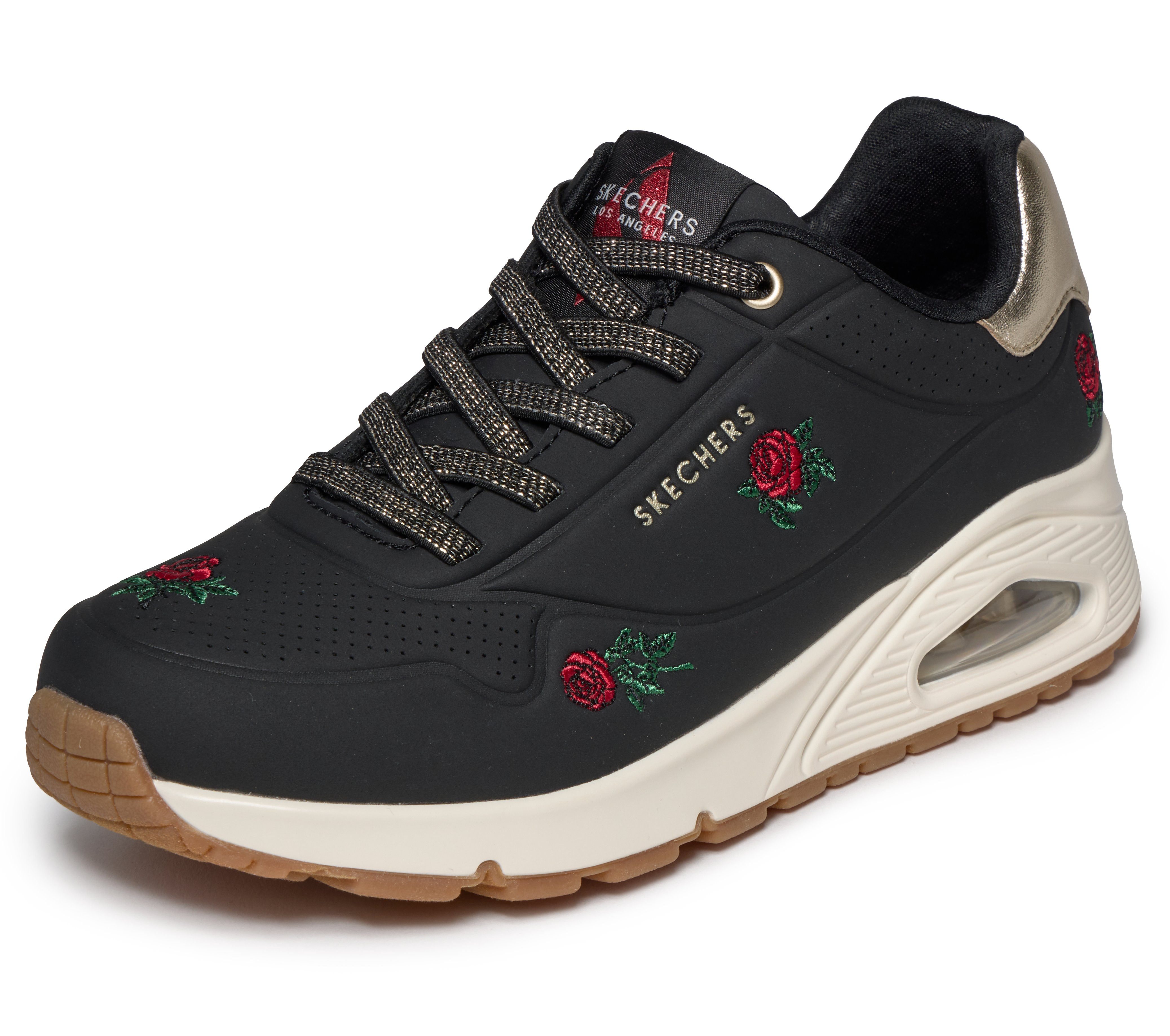 Skechers UNO-CHAMPAGNE & ROSES Sneaker Freizeitsneaker, Halbschuh mit Rosen-Stickerei