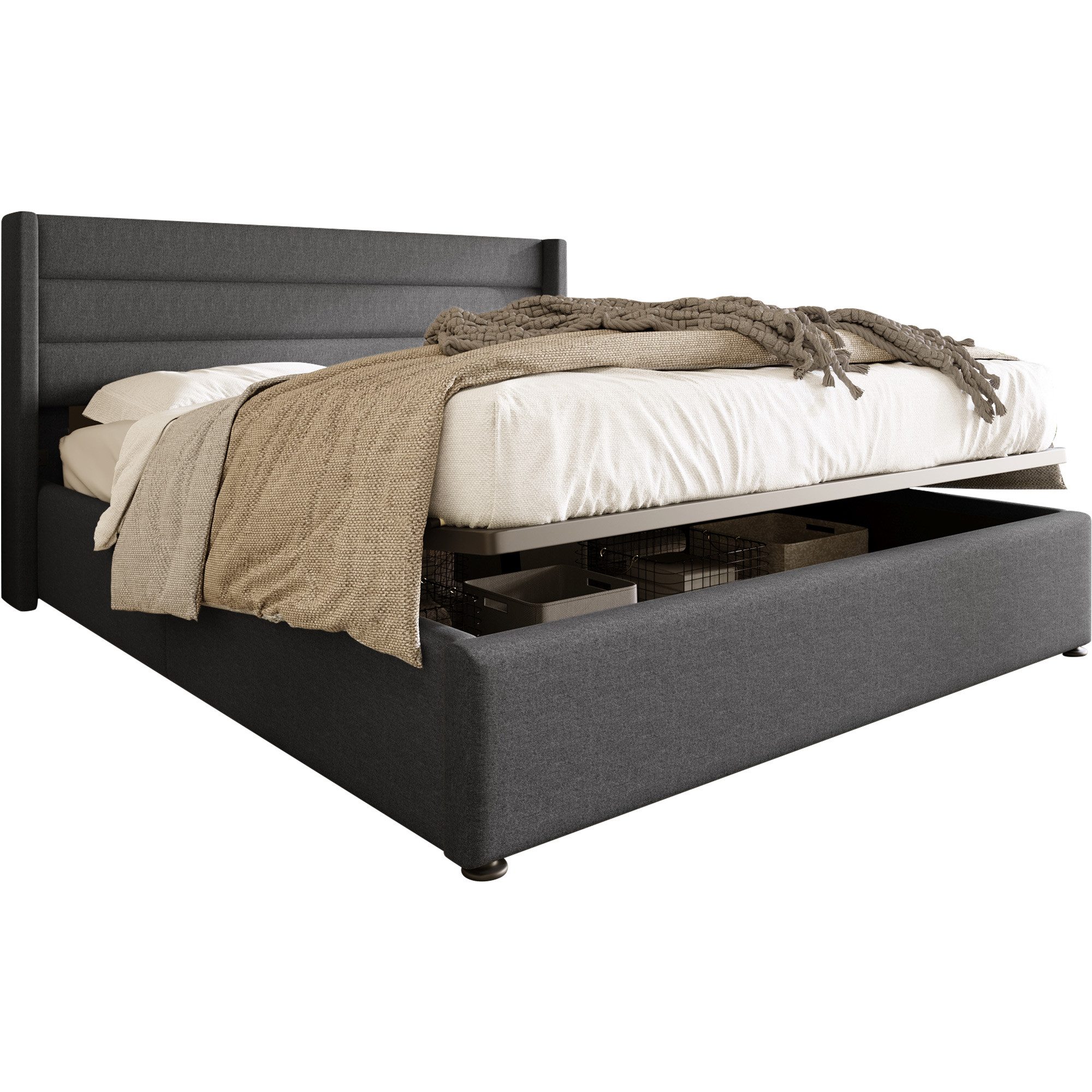 VitaliSpa Polsterbett Nura | 160x200cm Mit LED | 4 Schubladen