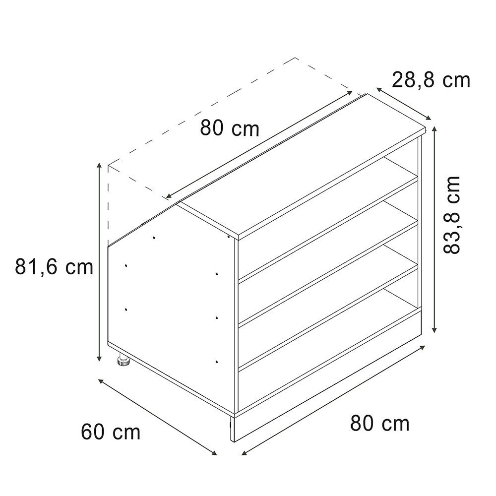 Vicco Kommode Rion, Goldkraft Eiche, 80 x 81.8 cm mit 4 Fächern, Schrankkorpus 6... (1 St)