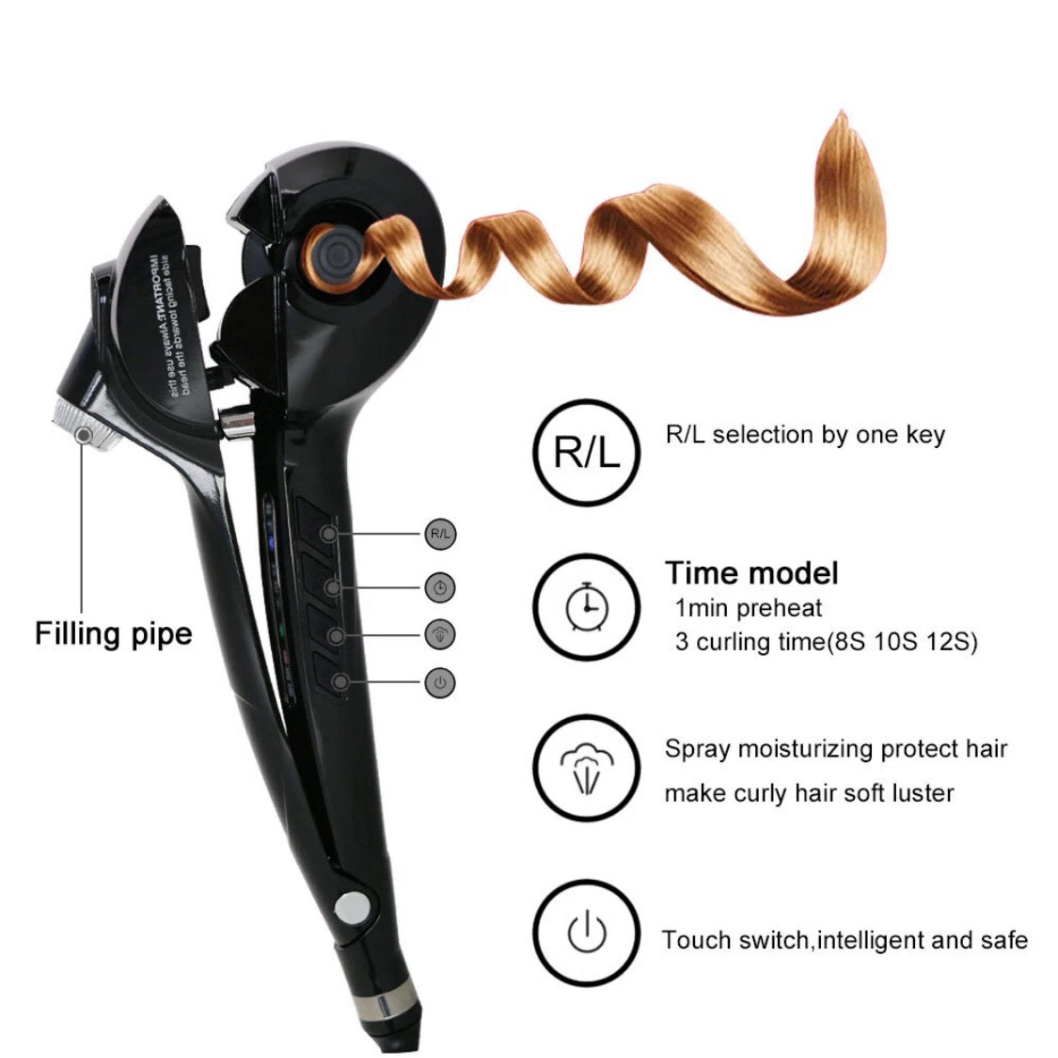 Smart Keramik-Steam Lalano`S automatischer Hair Curler, Lockenstab Keramik-Beschichtung Curler, Cosmetics