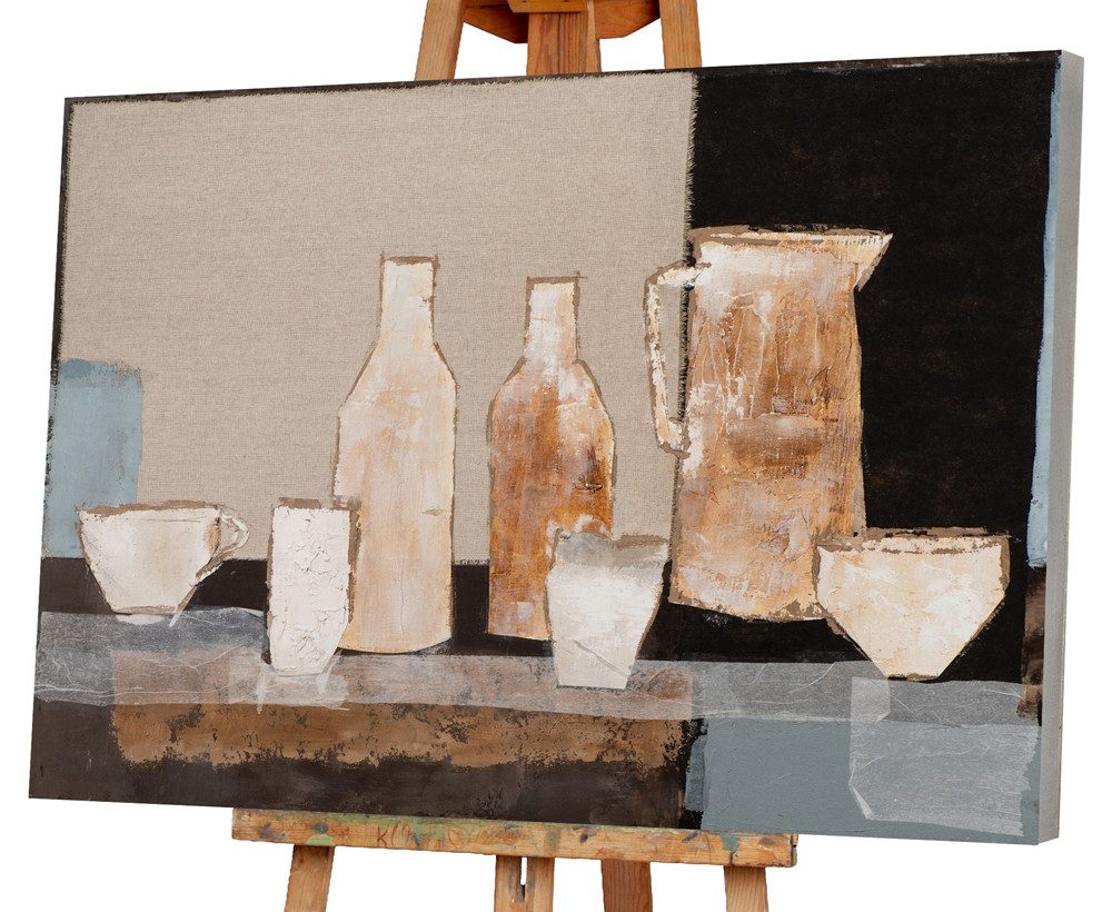 ArtUniverse Gemälde Stillleben in Anthrazit 90 x 120 cm, Abstrakt