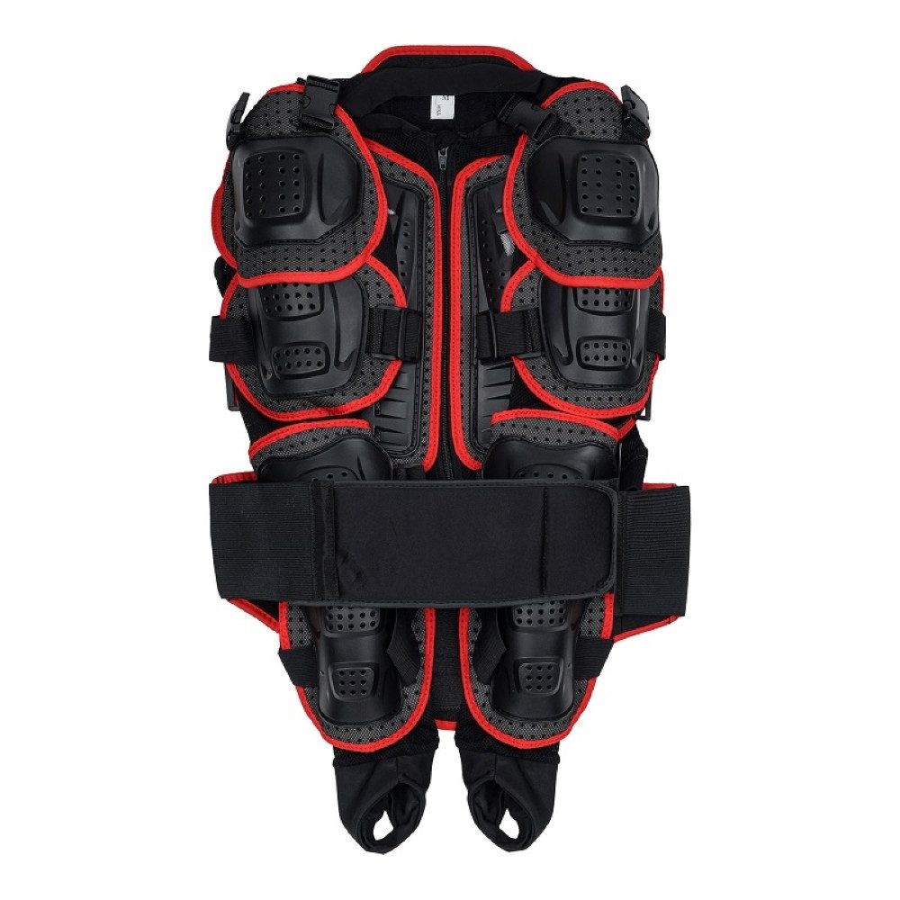 FunSport-Factory Protektorenjacke Protektorenjacke Erwachsene Schwarz-Rot, Hartschale, atmungsaktiv, verstellbar, Taillengurt, flexibel