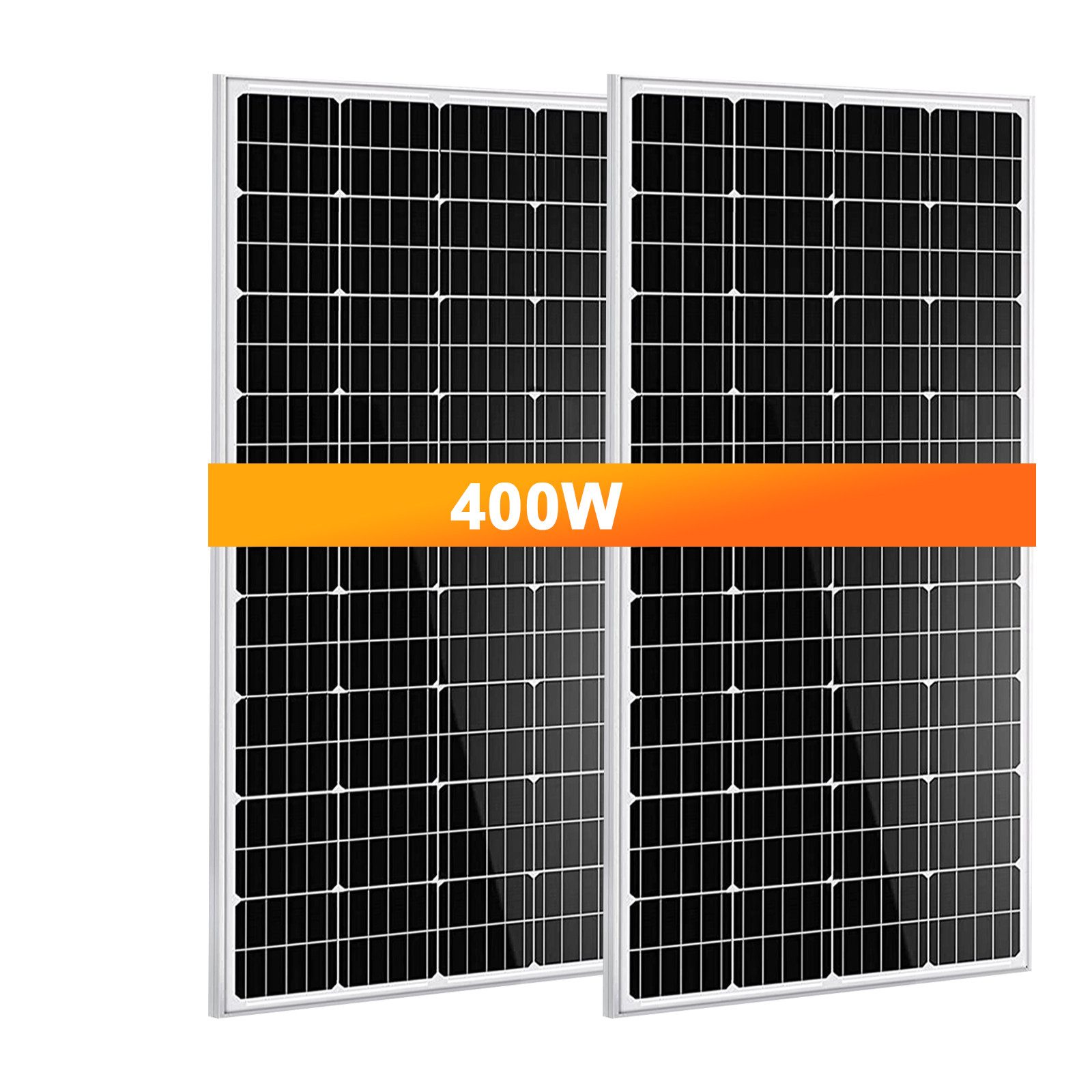 GLIESE Solaranlage Solarpanel 200W Monokristallin für Dach, Camping, Wohnmobil & Off-Grid, 400 W, Monokristalline, (2-St., 200 Watt Solarmodul), Mehrere Panels parallel anschließbar