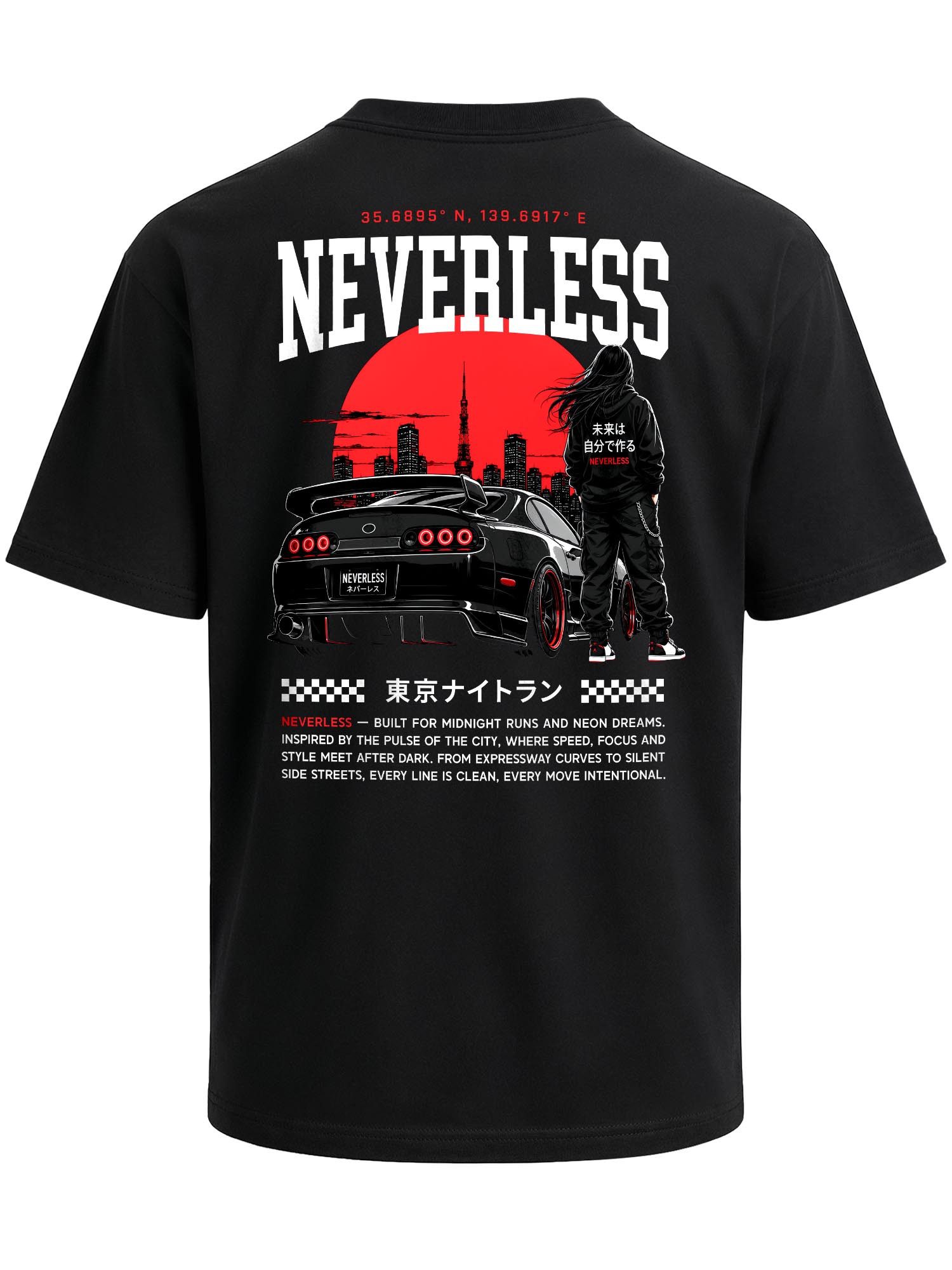 Neverless Oversize-Shirt Herren T-Shirt - Japan Design Tokyo Drift - Oversized Relaxed Fit mit Print