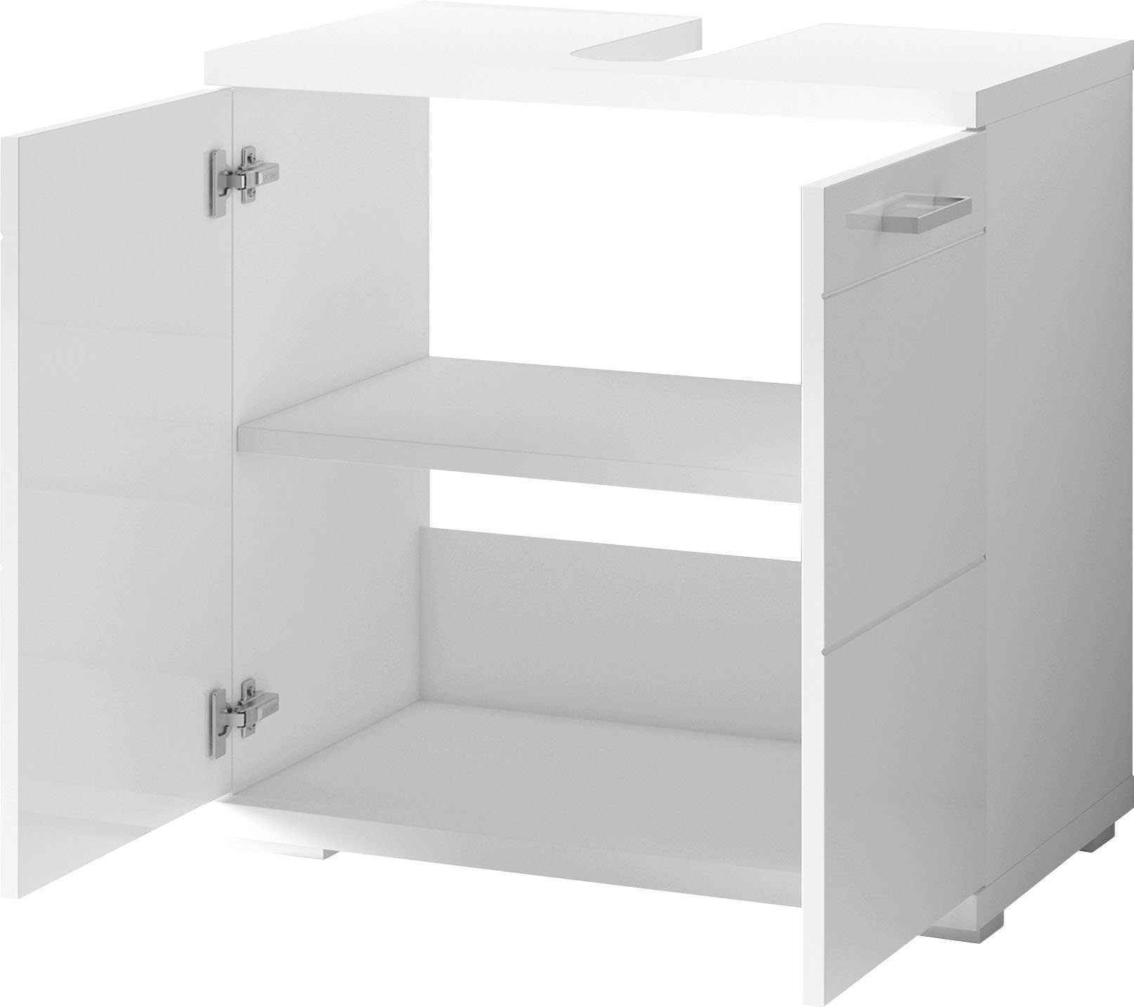 byLIVING Waschbeckenunterschrank Nebraska Breite 60 cm, mit Hochglanzlackierung und verchromten Metallgriffen – Bild 5 von 5