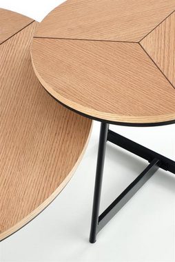 Cosy Home Ideas Beistelltisch Beistelltisch rund Holzplatte braun Metallgestell schwarz (1 Stück, 1-St., 1 Stück), Breite 45 cm, Tischplatte pflegeleicht