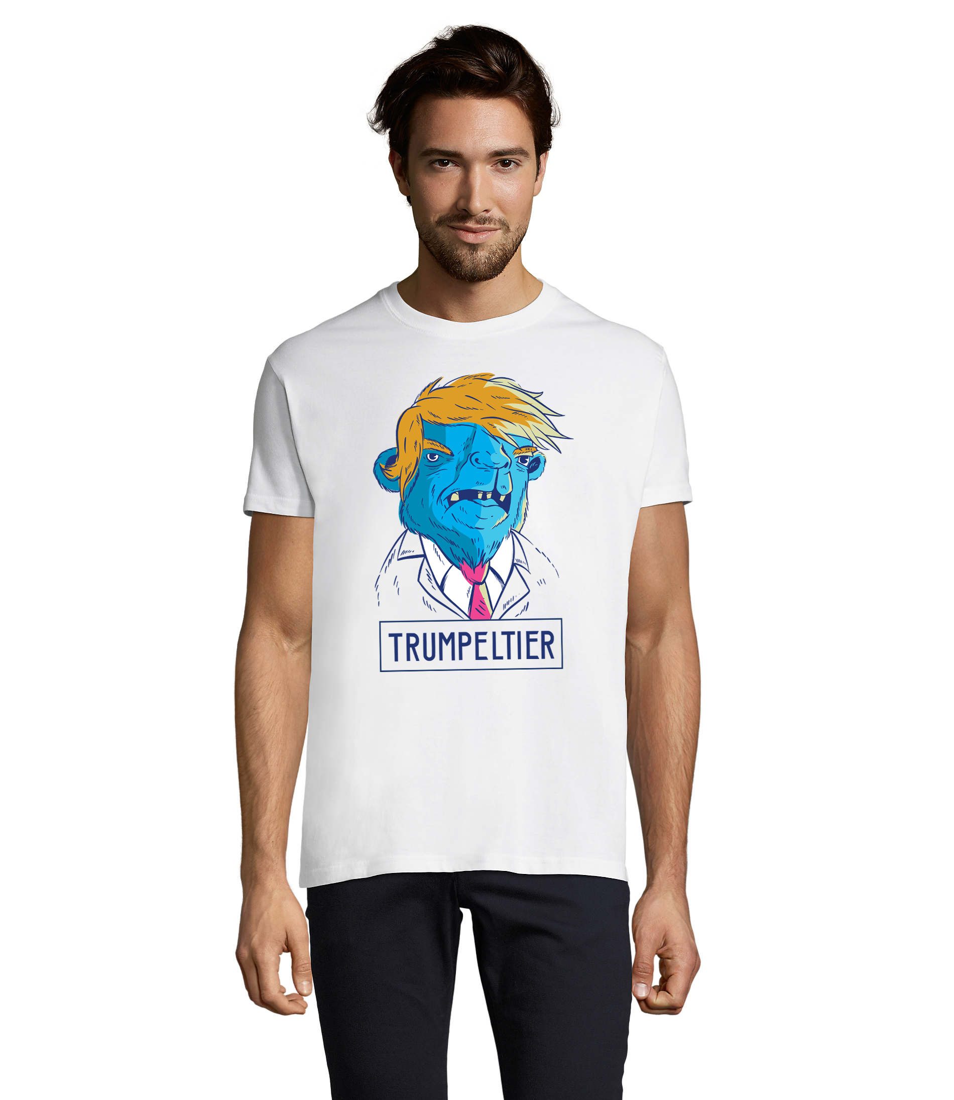 Blondie & Brownie T-Shirt Trumpeltier Trump Satire Politik Motiv Herren T-Shirt in vielen Farben und Größen