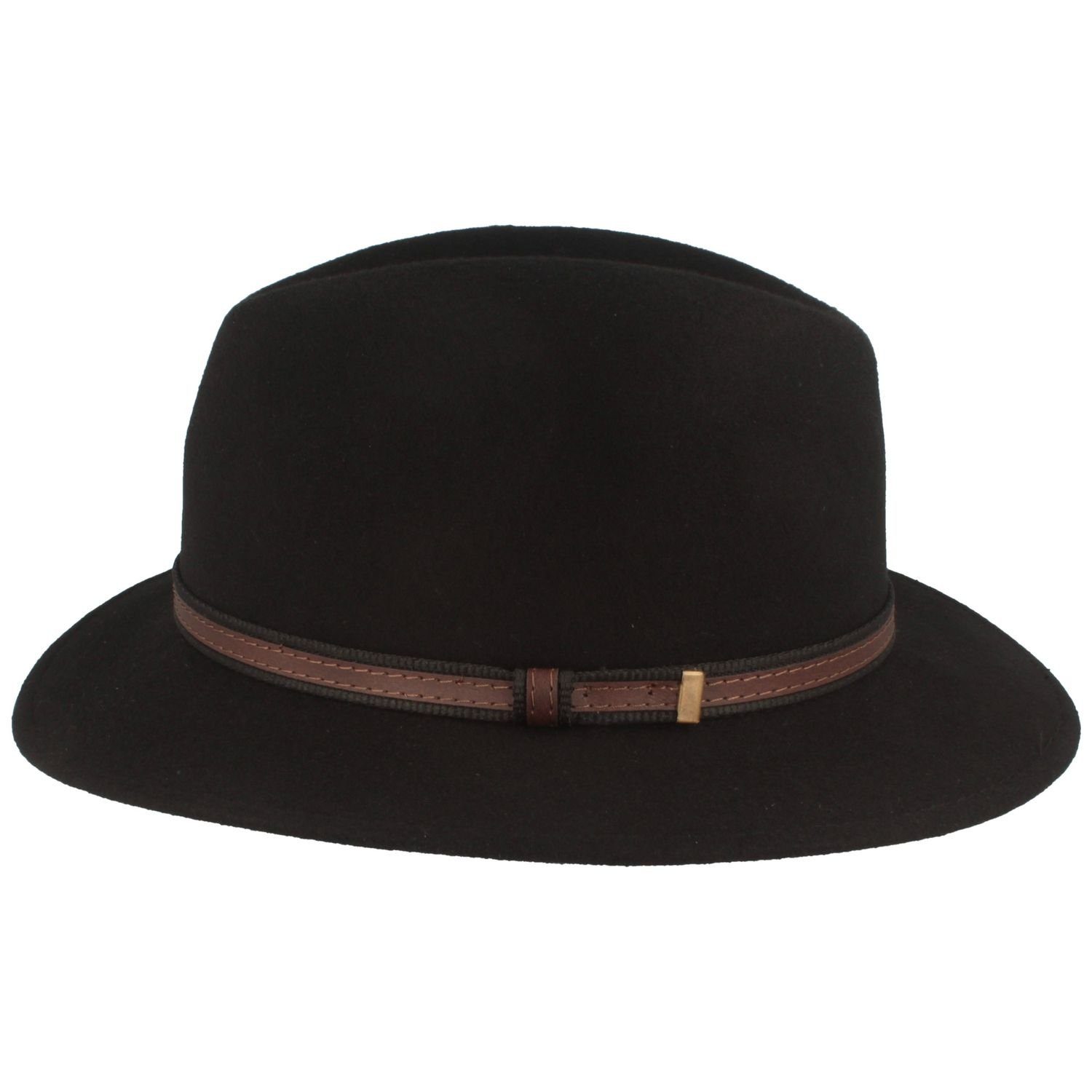 Breiter Filzhut rollbar und wasserabweisend, mit Garnitur in Lederoptik günstig online kaufen