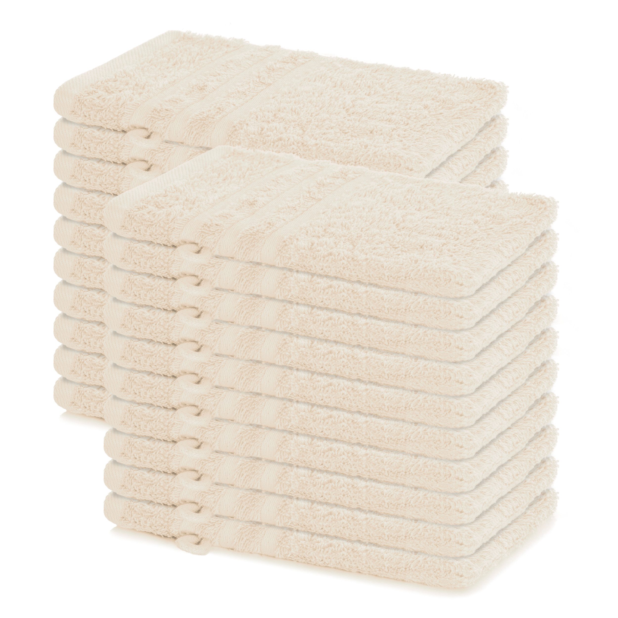 Lavea Waschhandschuh 20er Set Waschhandschuhe, 15 x 21 cm, Elena-Frottierserie, Waschlappen, (20-St), 500 g/m² Frottier, weich & saugstark, pflegeleicht