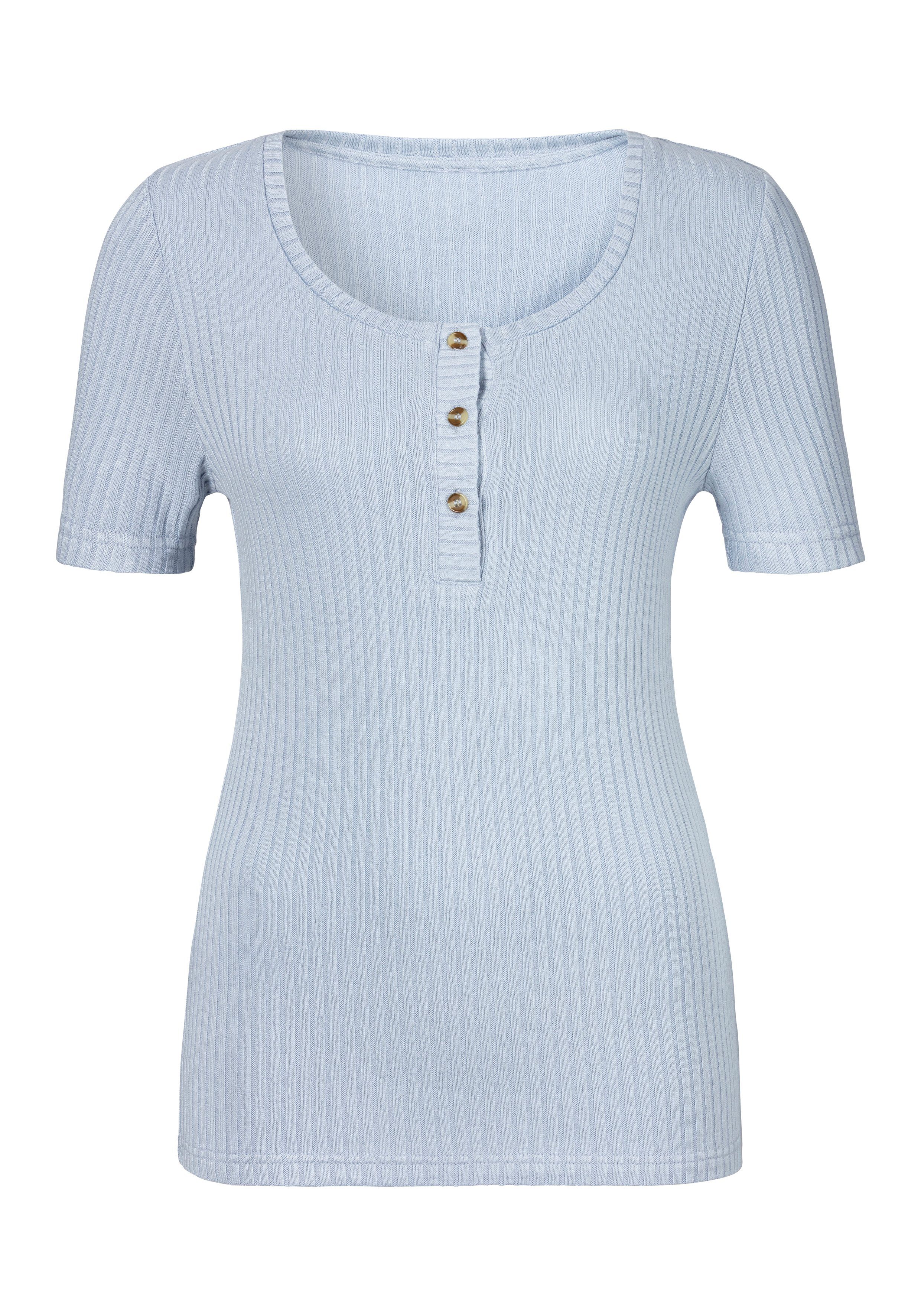 LASCANA T-Shirt mit kurzer Knopfleiste aus weicher Viskose-Ripp-Qualität. € 29,99