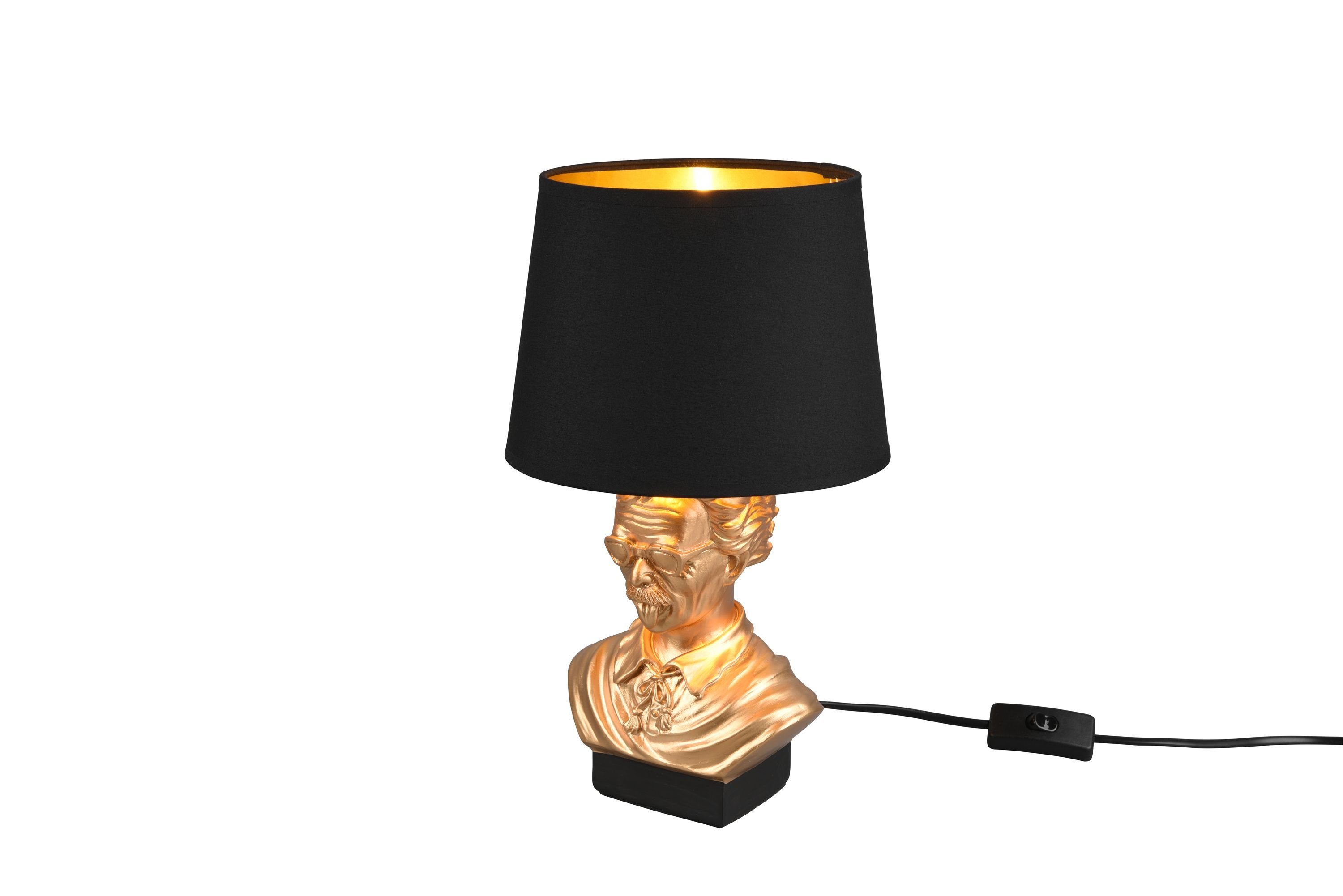 TRIO Albert, Leuchten Design Höhe36cm schwarz&gold Leuchtmittel, - ohne kaltweiß, Tischleuchte Schirm Kopf Ein-/Ausschalter, Schalter Schreibtischlampe Büste warmweiß -