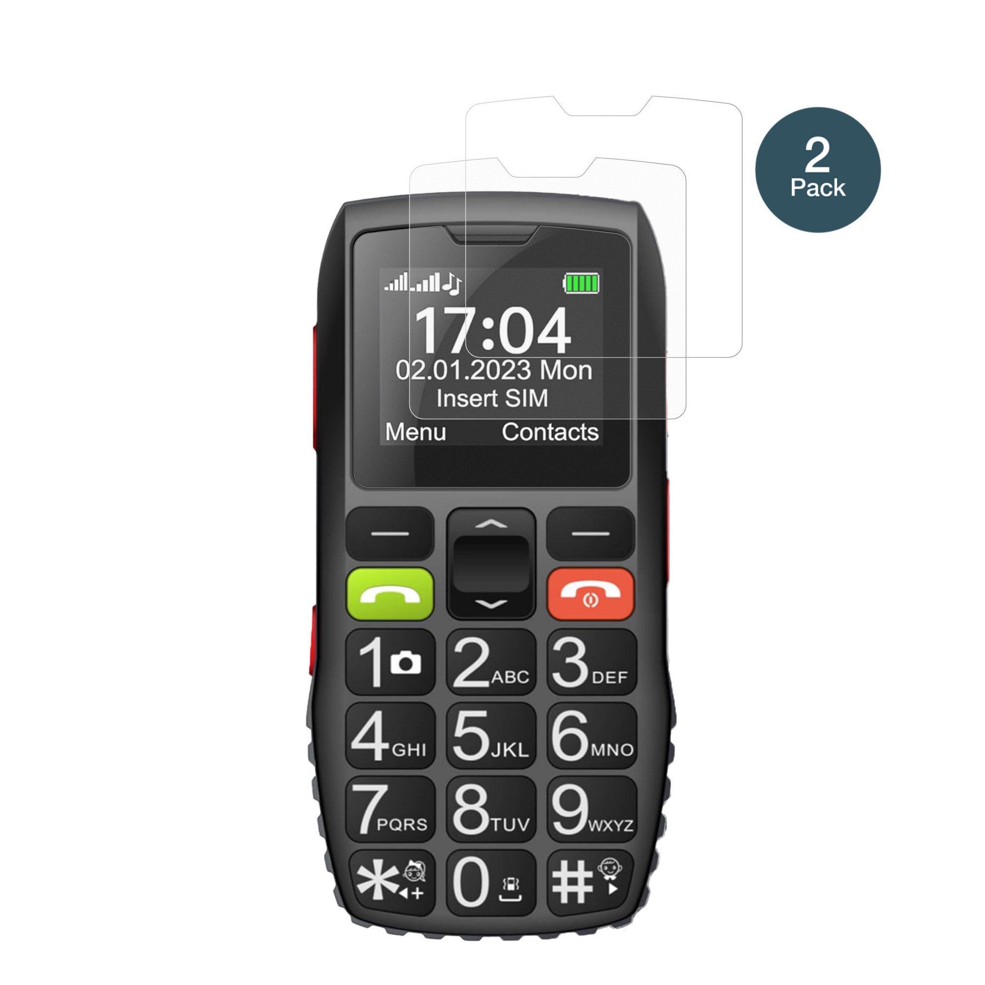 dipos Displayschutzfolie Schutzfolie für FEGA Senioren-Handy 1.77 Zoll, 2 Stück, Displayschutz Schutz Folie Made in Germany