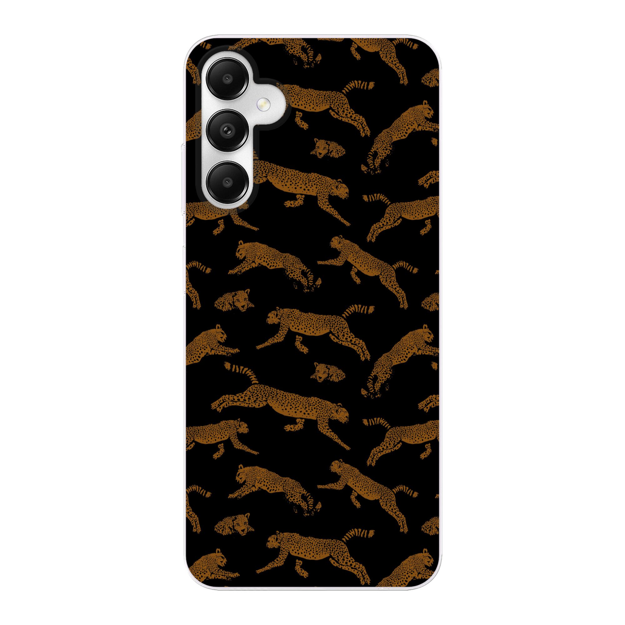MuchoWow Handyhülle für Samsung Galaxy A05s Panther - Muster - Tiere - Schwarz - Braun, Smartphone-Bumper, Print, Handy Schutzhülle Dünn