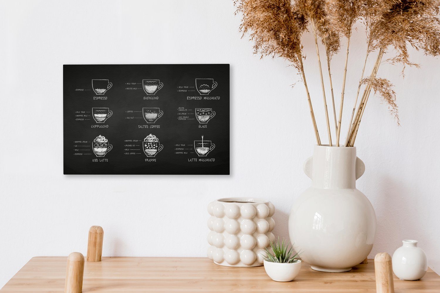 Aufhängefertig, Wanddeko, Getränk, cm St), - Leinwandbild Leinwandbilder, (1 Wandbild 30x20 Küche - OneMillionCanvasses® Kaffee