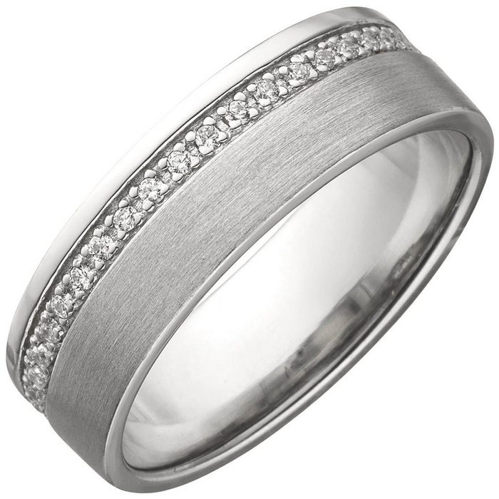 Schmuck Krone Silberring Ring Damenring mit Zirkonia rundum 925 Silber rhodiniert teilmatt 6 4mm breit Silber 925