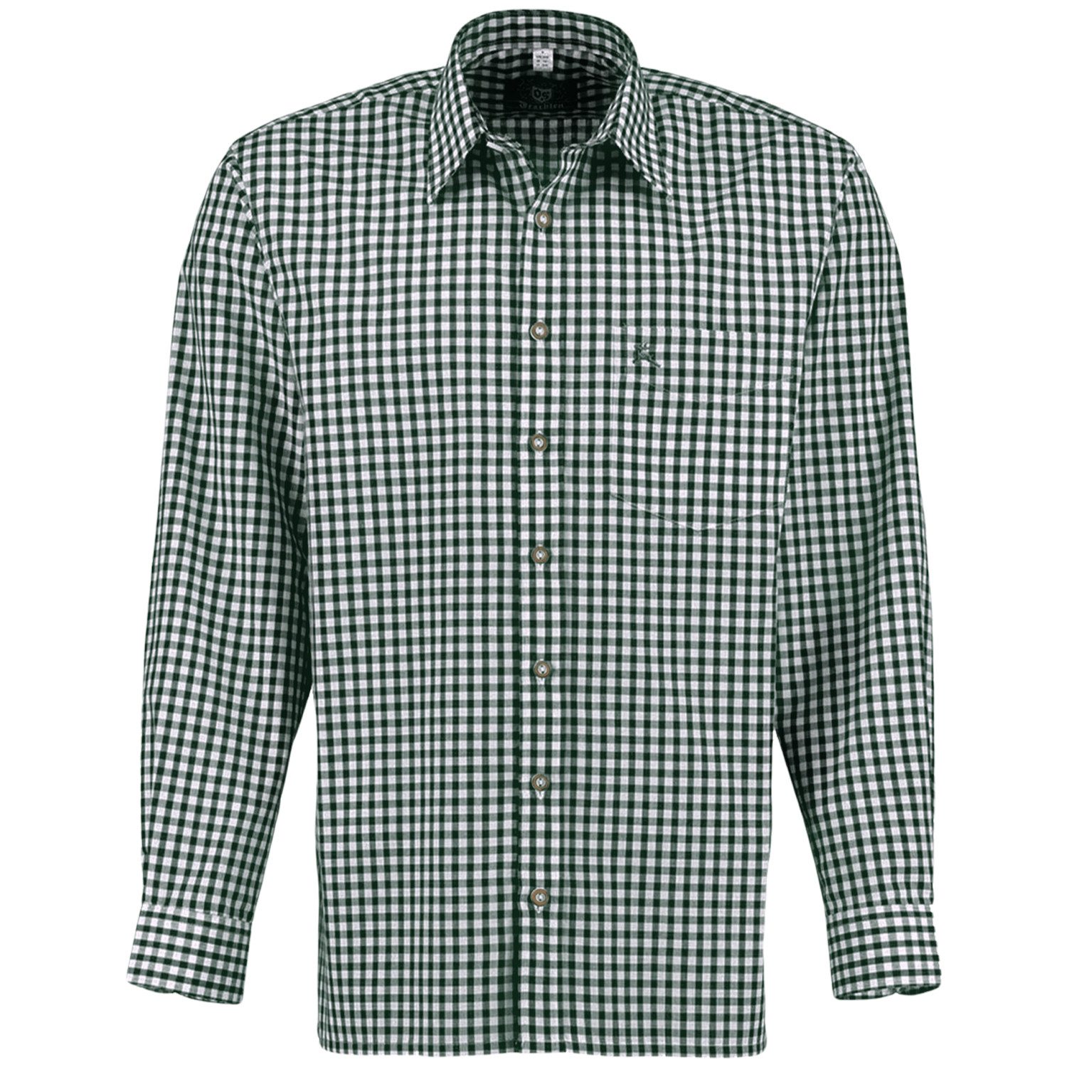 German Wear Trachtenhemd O54 Trachtenhemd für Lederhosen Langarm mit Hirsch Stickerei