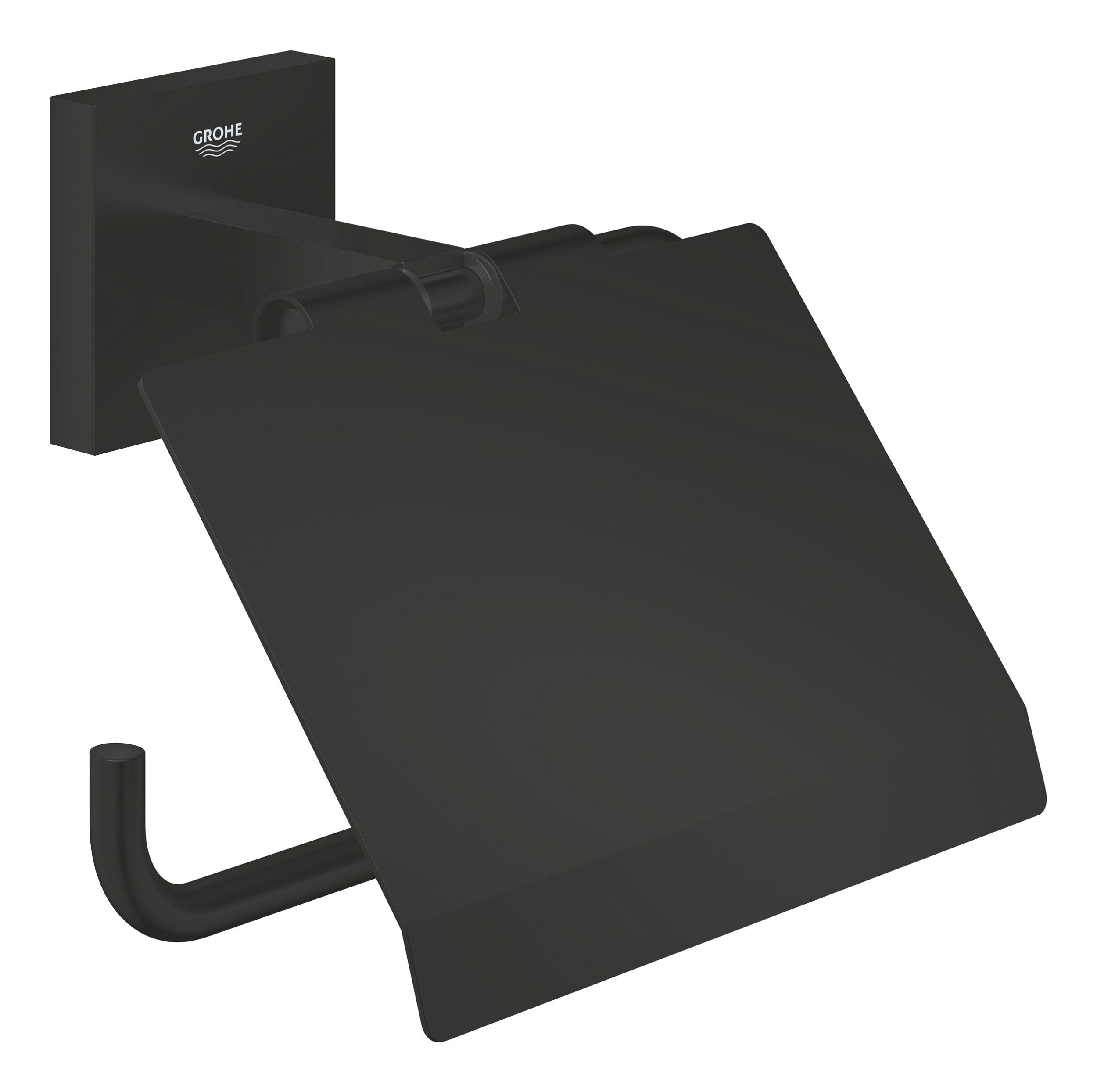Grohe Toilettenpapierhalter Start Cube, WC-Papierhalter mit Deckel - Mattschwarz
