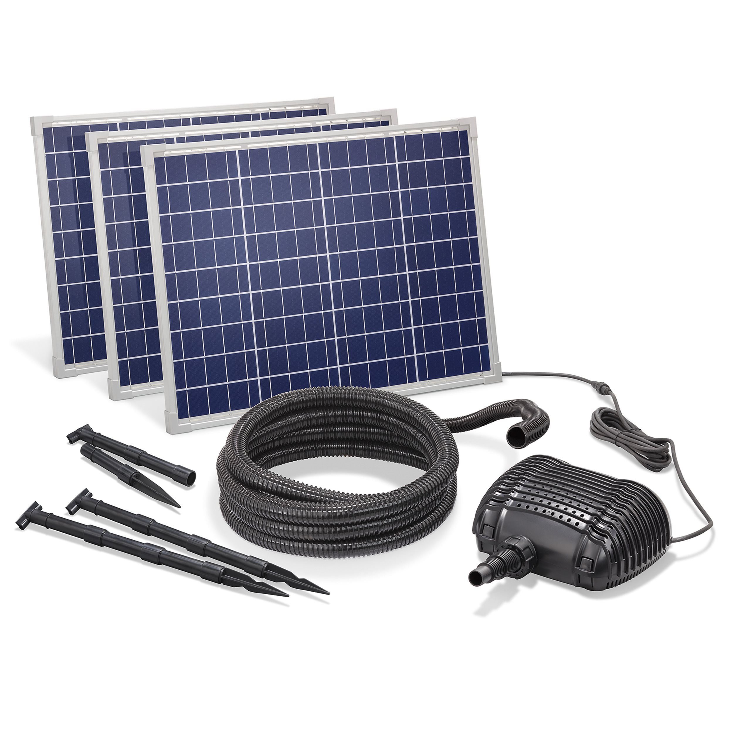 esotec Bachlaufpumpe 150/5000 Solar Bachlaufset Waterfall Pumpe 5000l/h, 3 x 50Wp 101972 (Komplettset)