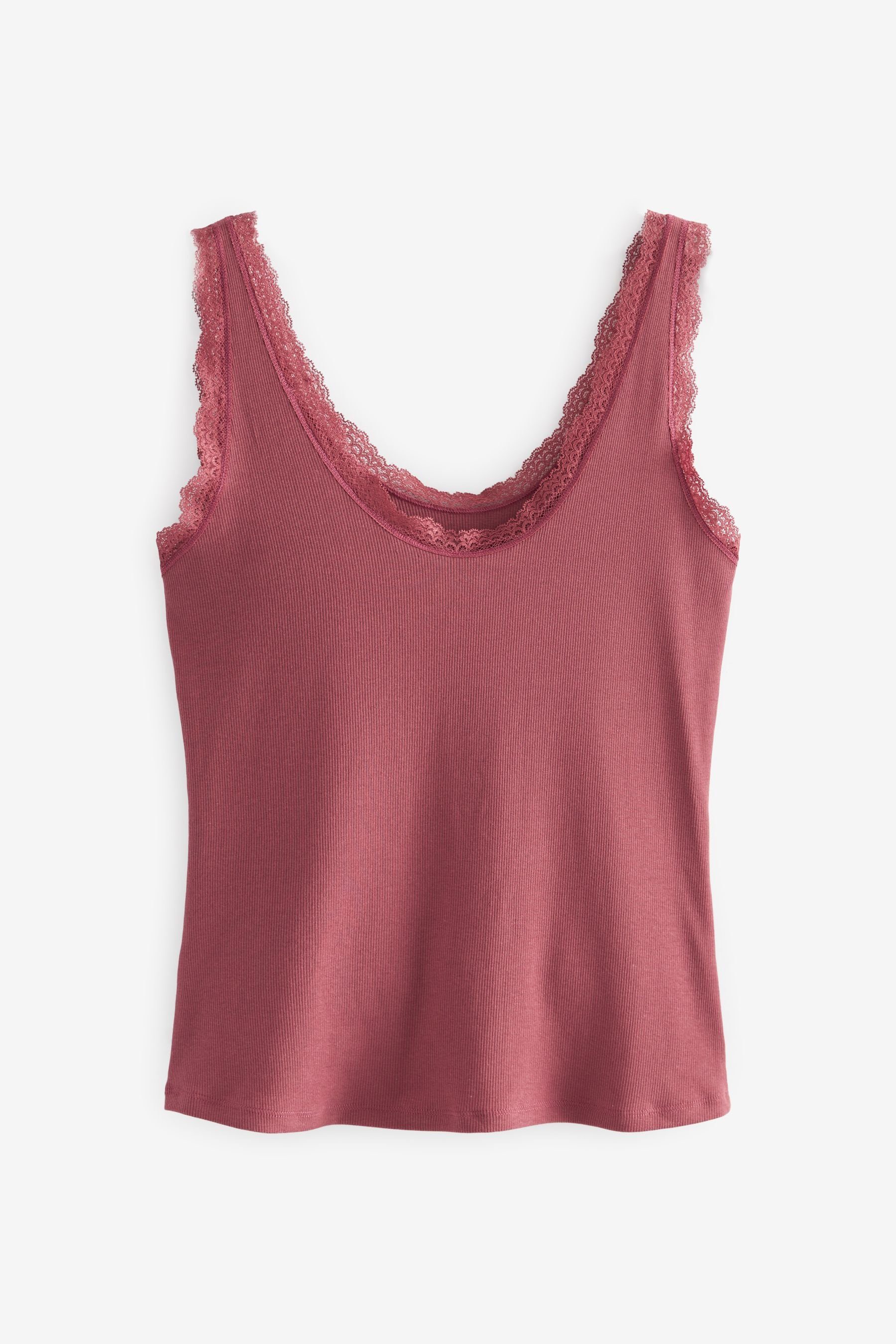 Next Unterhemd Grey/Rose Spitzenbesatz, 2er-Pack mit Trägerhemd Pink Geripptes (2-St)