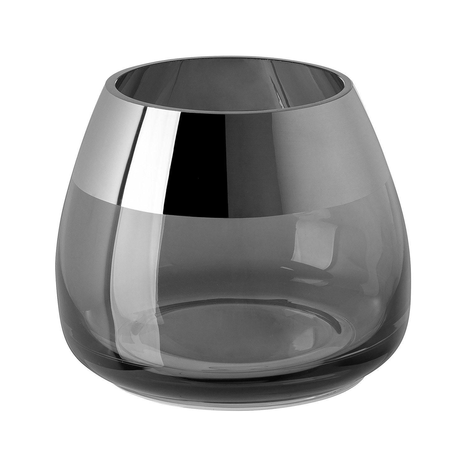 Fink Teelichthalter BELLA Teelichthalter - H.8,5cm x D.11cm - Glas - grau/s günstig online kaufen