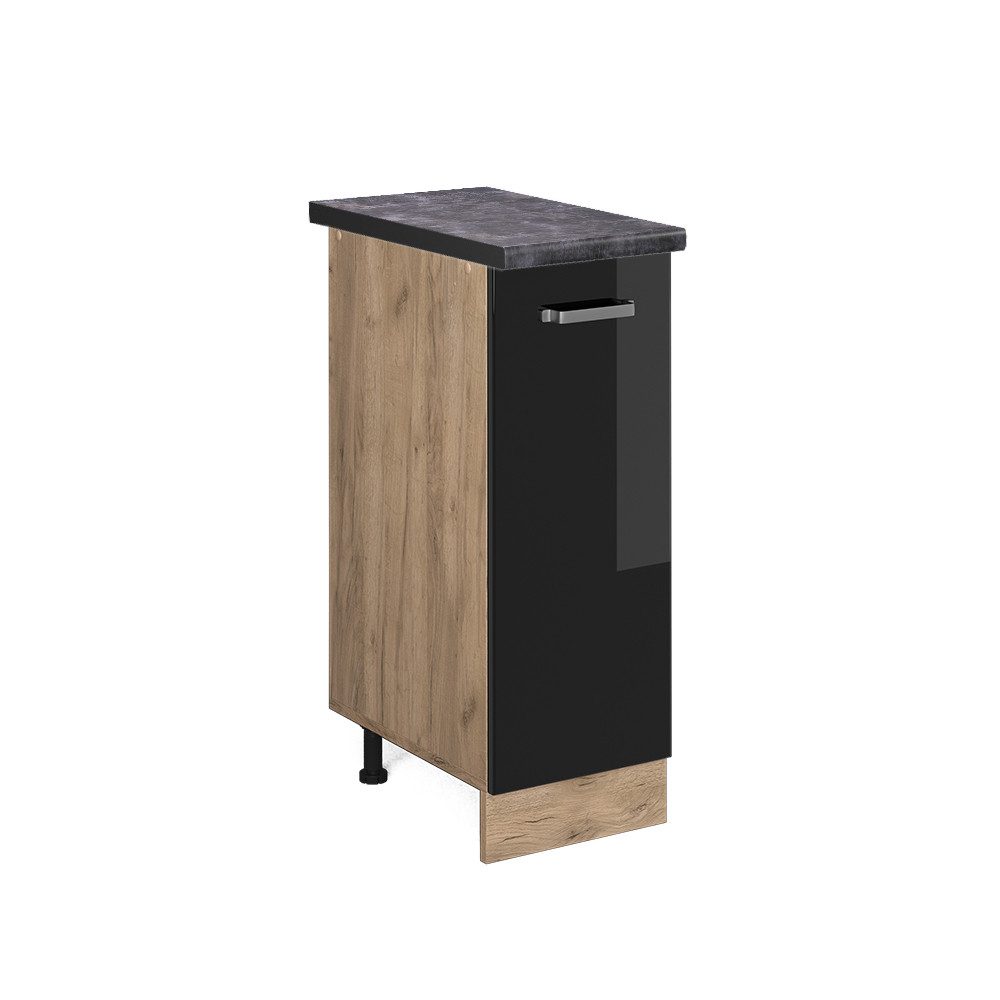 Vicco Apothekerschrank R-Line Schwarz Hochglanz/Goldkraft Eiche 30 cm AP An günstig online kaufen