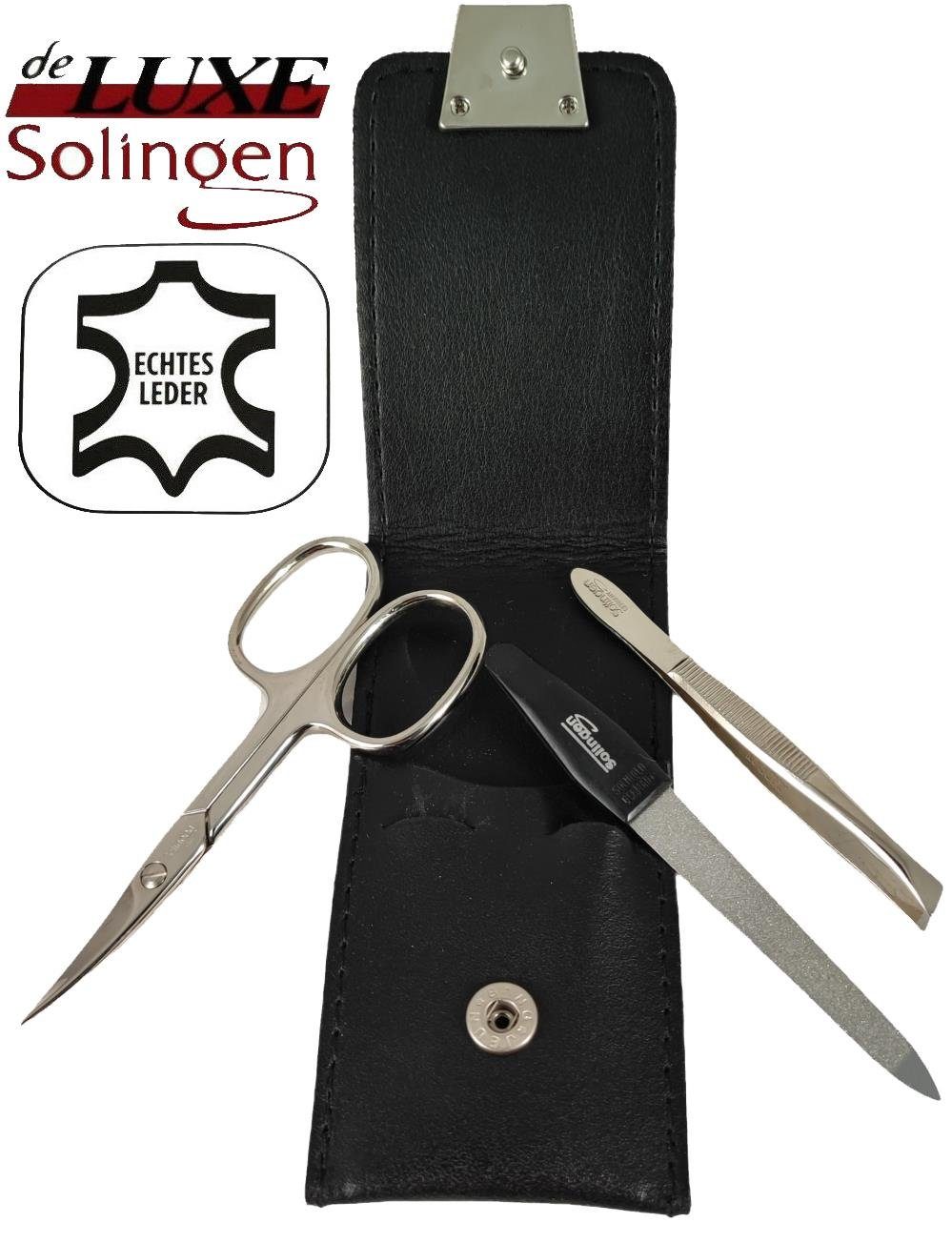 EloModa Maniküre-Etui 3-teiliges Solingen Maniküre Set mit Leder Etui, Nage günstig online kaufen
