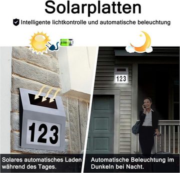 KingLux Hausnummer Solarhausnummer LED Beleuchtete Wandleuchte Edelstahl, (1 St)