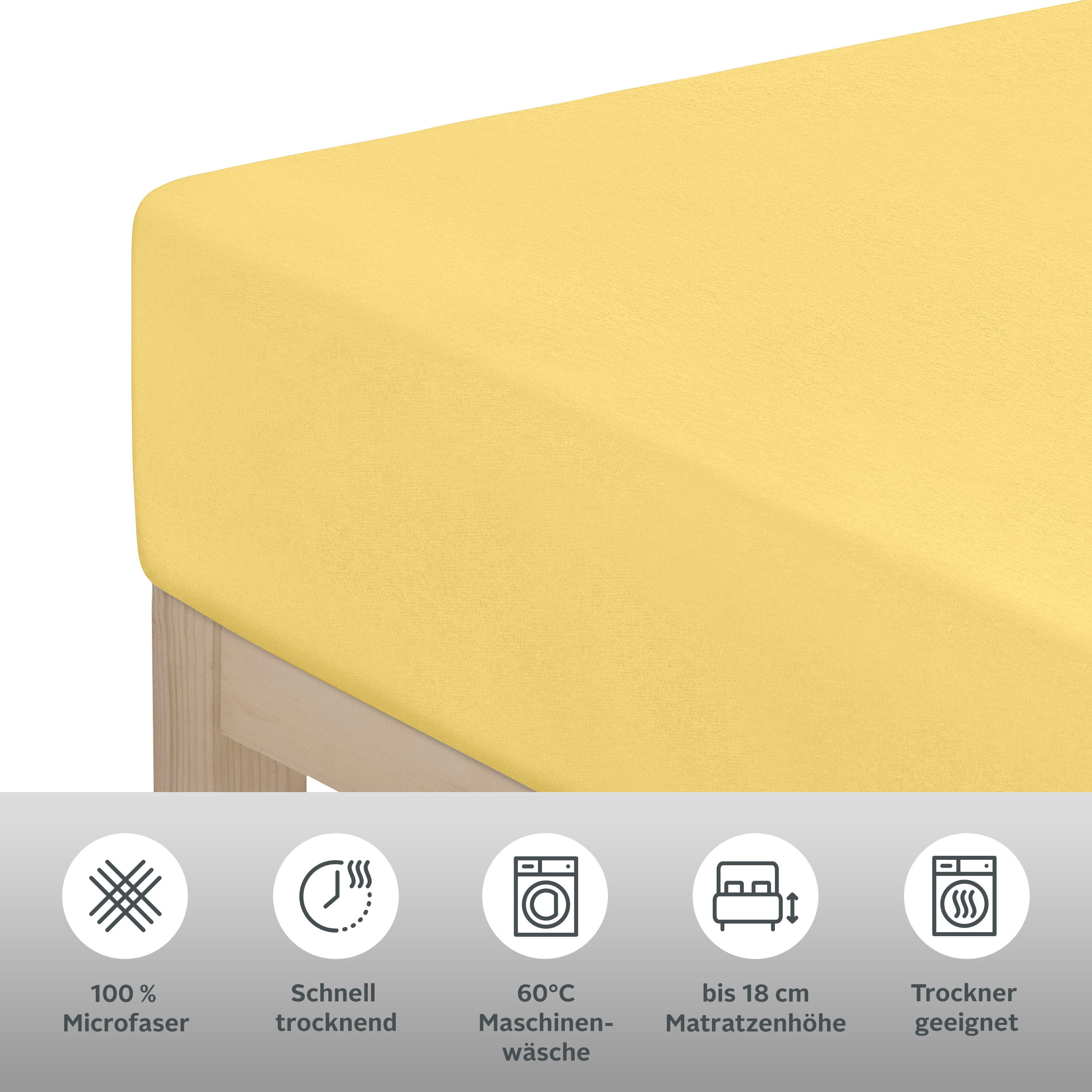 OTTO home Spannbettlaken PAPRIKA, Microfaser-Jersey, Gummizug: rundum, (1 Stück), Bettlaken Laken in zwei Qualitäten: Fleece & Jersey, schnelltrocknend