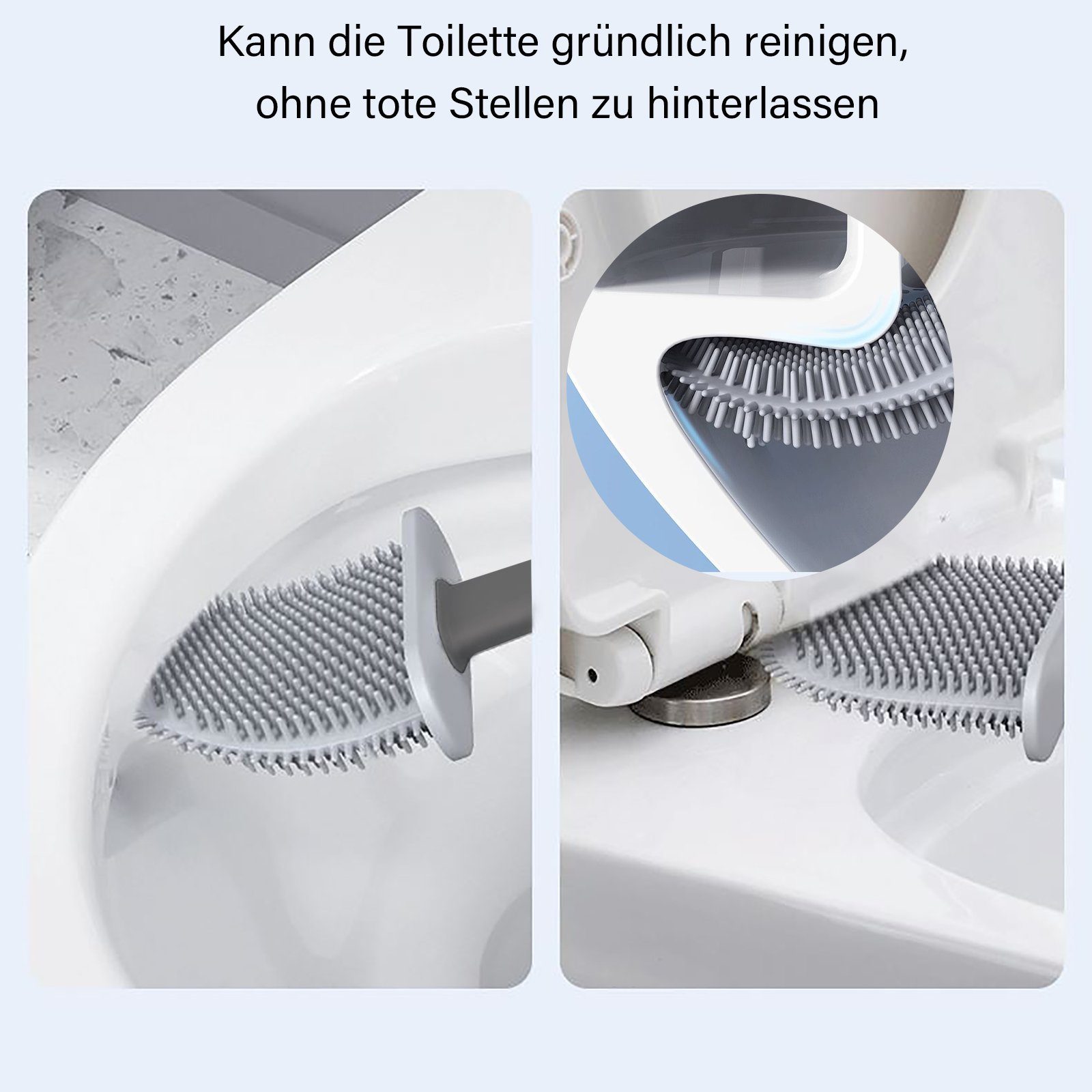 für Bad, 360°-Reinigung und Flexibler Toilette, Toilettenhygienebürste WC-Reinigungsbürste CALIYO Schwarz Bürstenkopf Badezimmer-Toilettenbürste, Behälter,